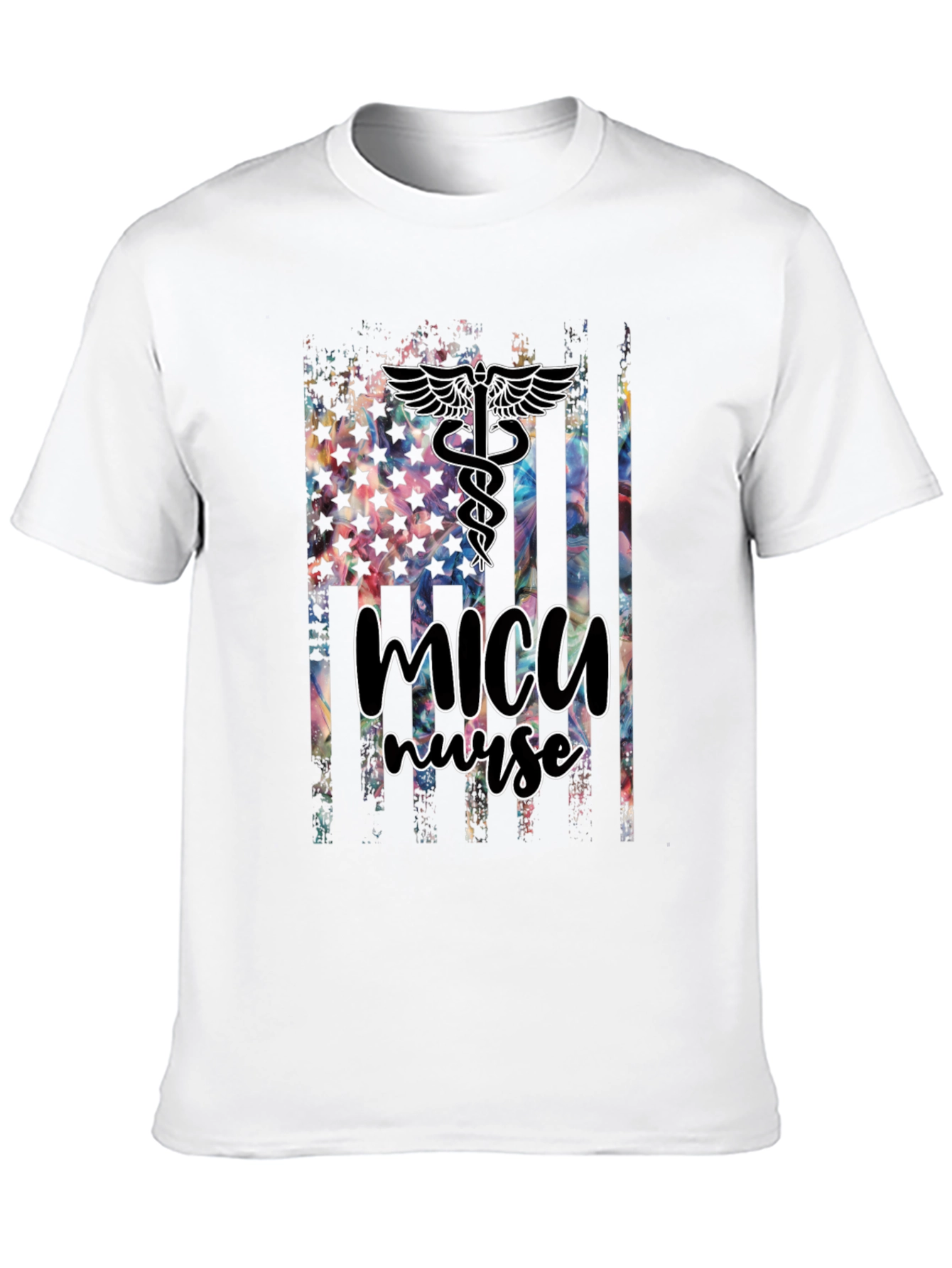 MICU Nurse American Flag T-Shirt