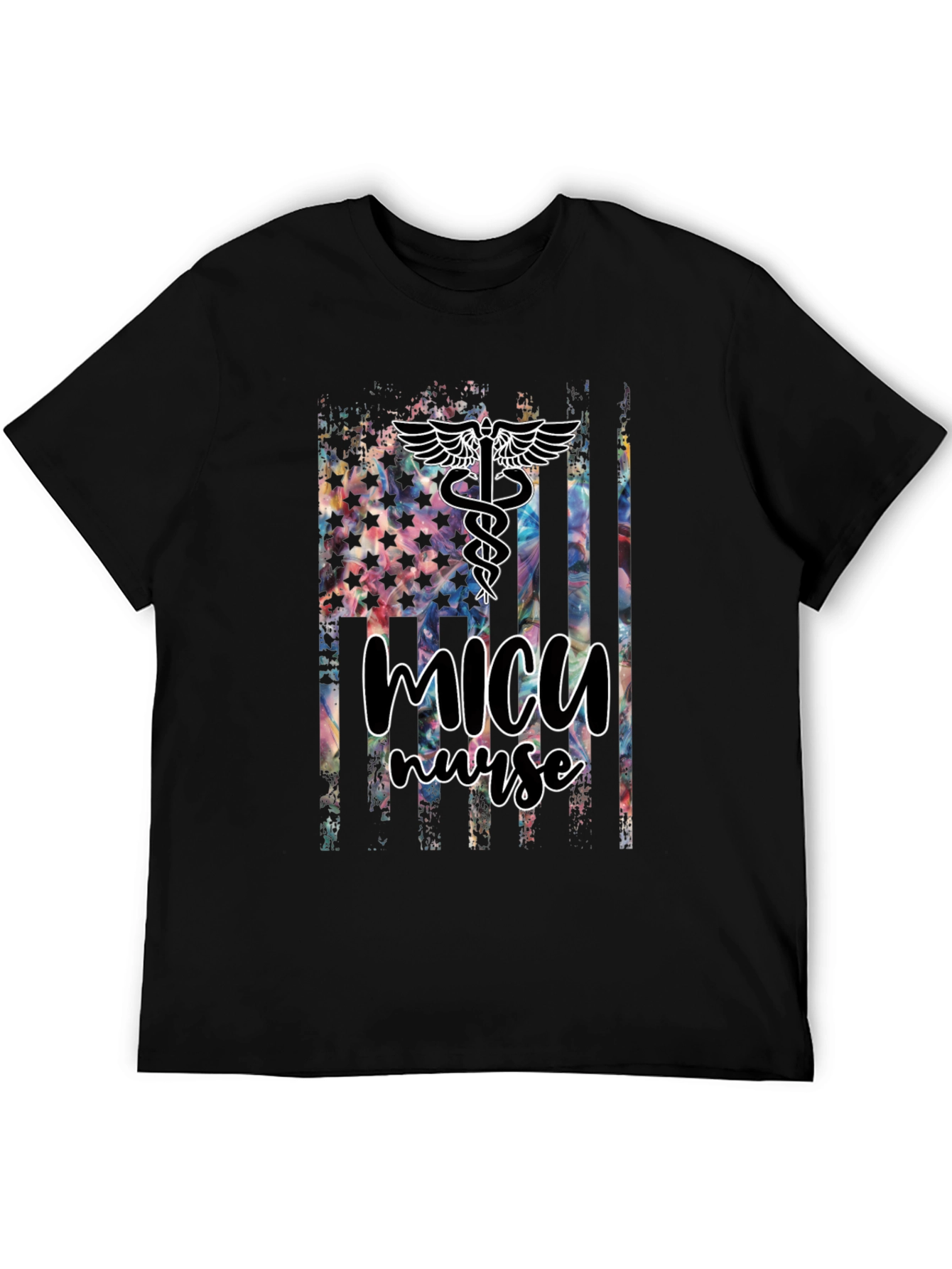 MICU Nurse American Flag T-Shirt