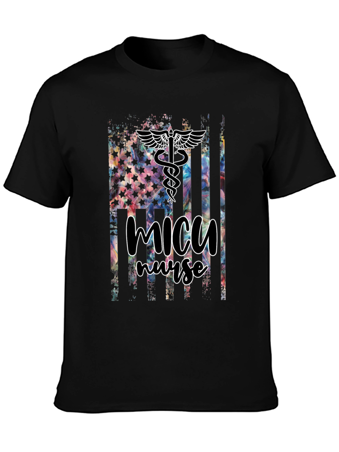 MICU Nurse American Flag T-Shirt