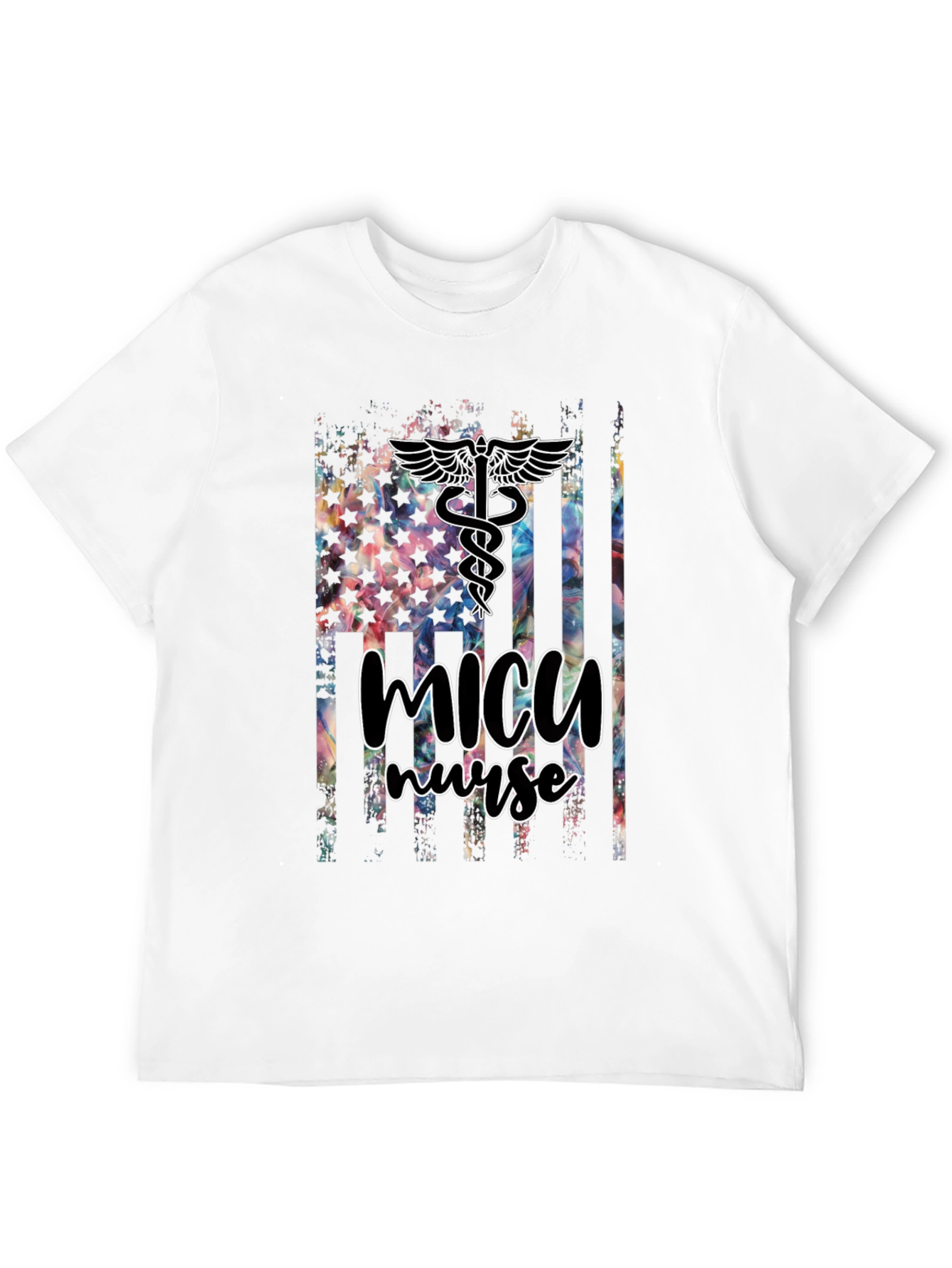 MICU Nurse American Flag T-Shirt