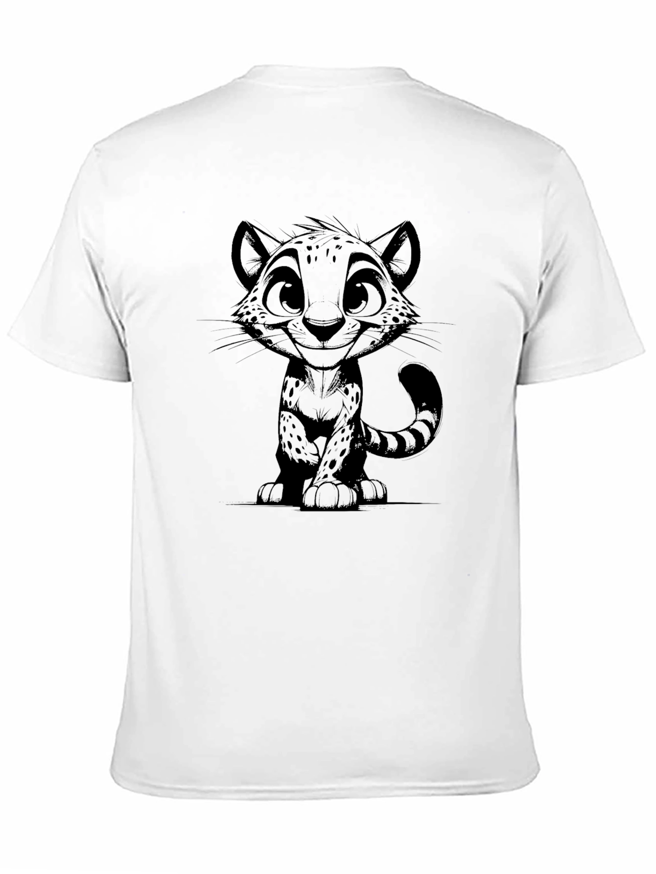 Cartoon Cat Print T-Shirt - Black