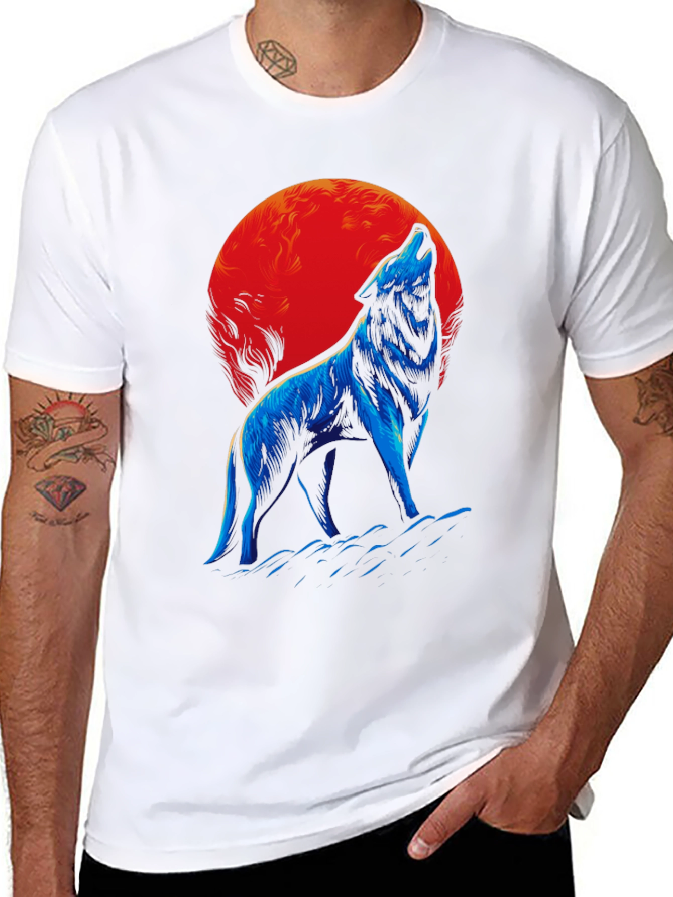 Wolf Howling at Moon Graphic T-Shirt