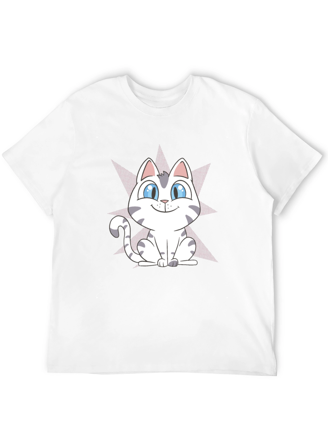 Cute Cartoon Cat Graphic Tee - Black