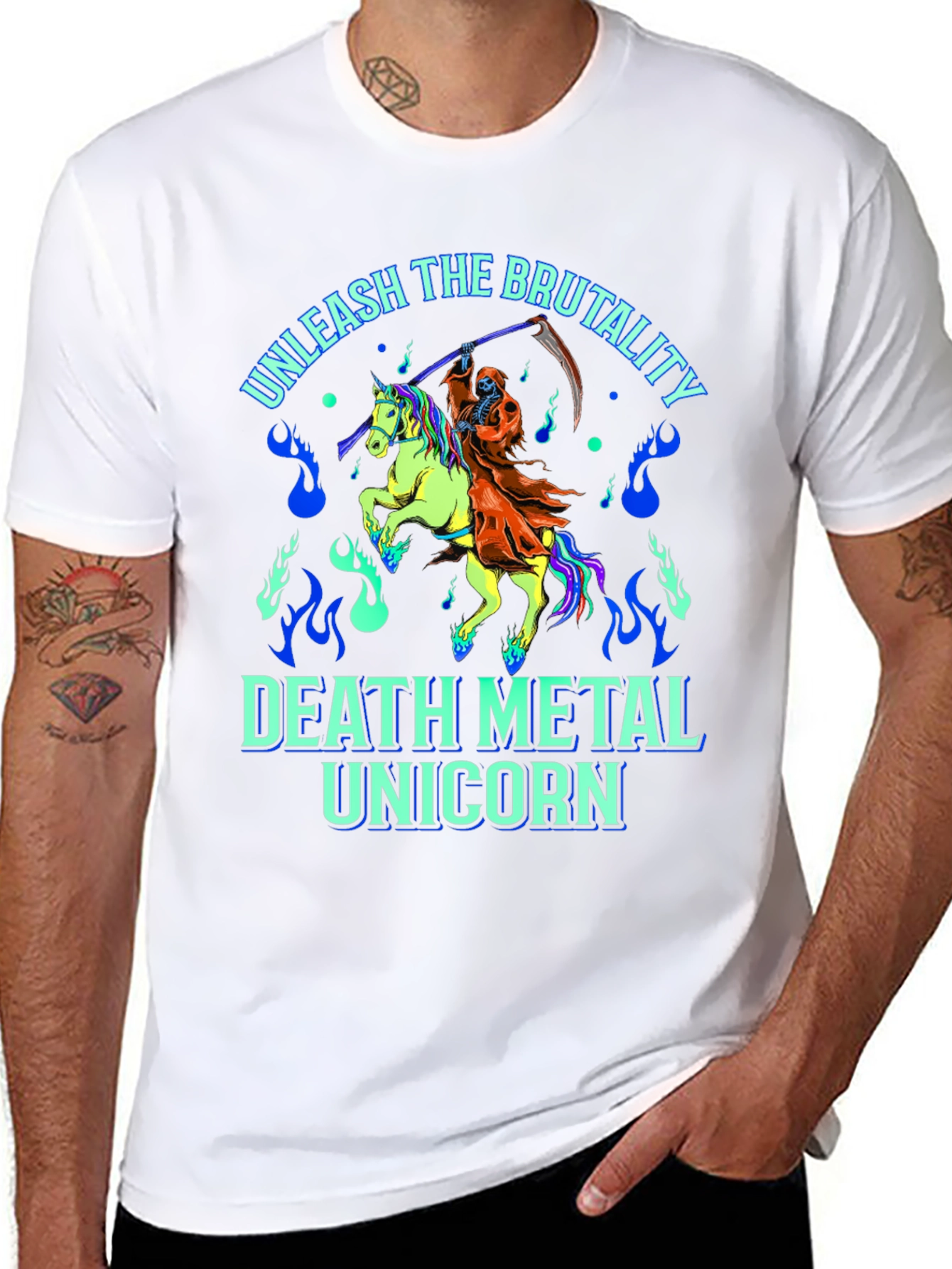 Death Metal Unicorn Graphic T-Shirt