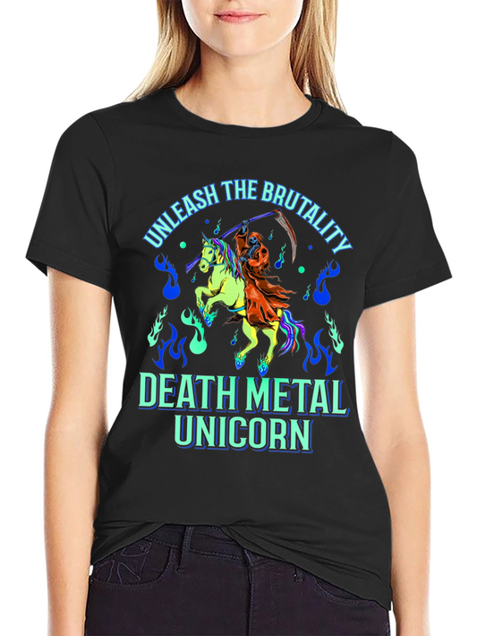Death Metal Unicorn Graphic T-Shirt
