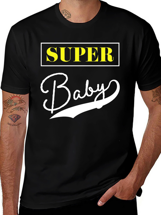 Super Baby Black Cotton Graphic Tee