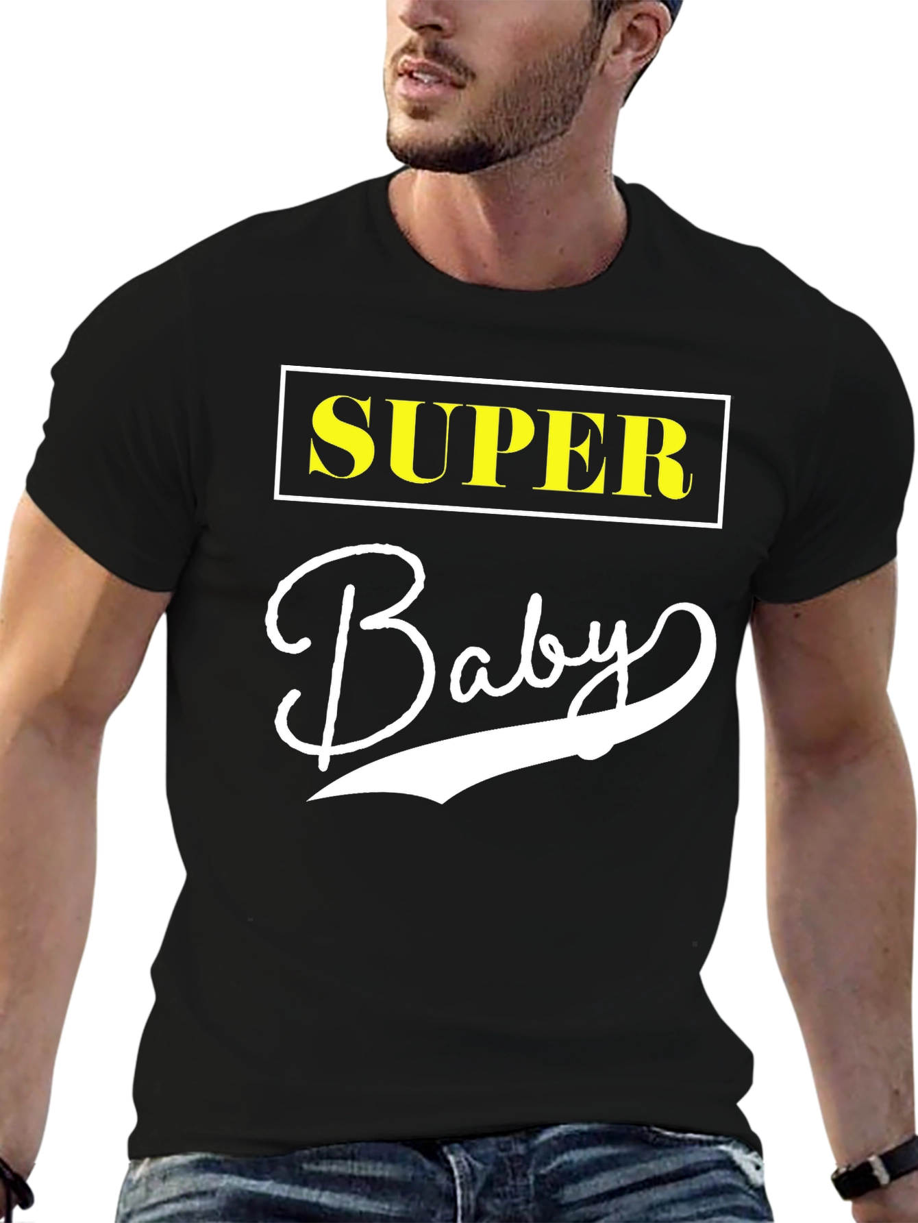 Super Baby Black Cotton Graphic Tee