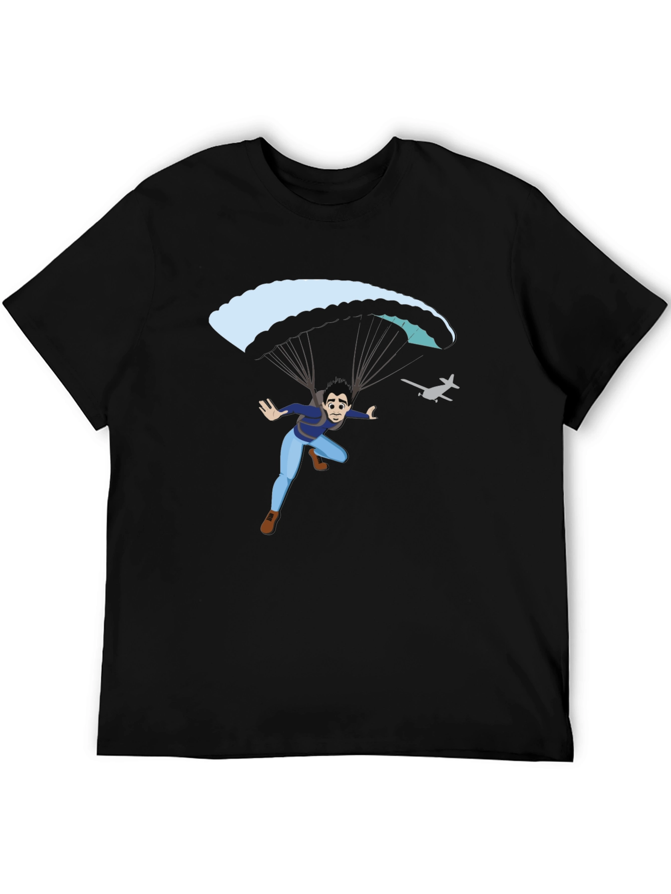 Parachute Jump Graphic Tee - Black Cotton T-Shirt