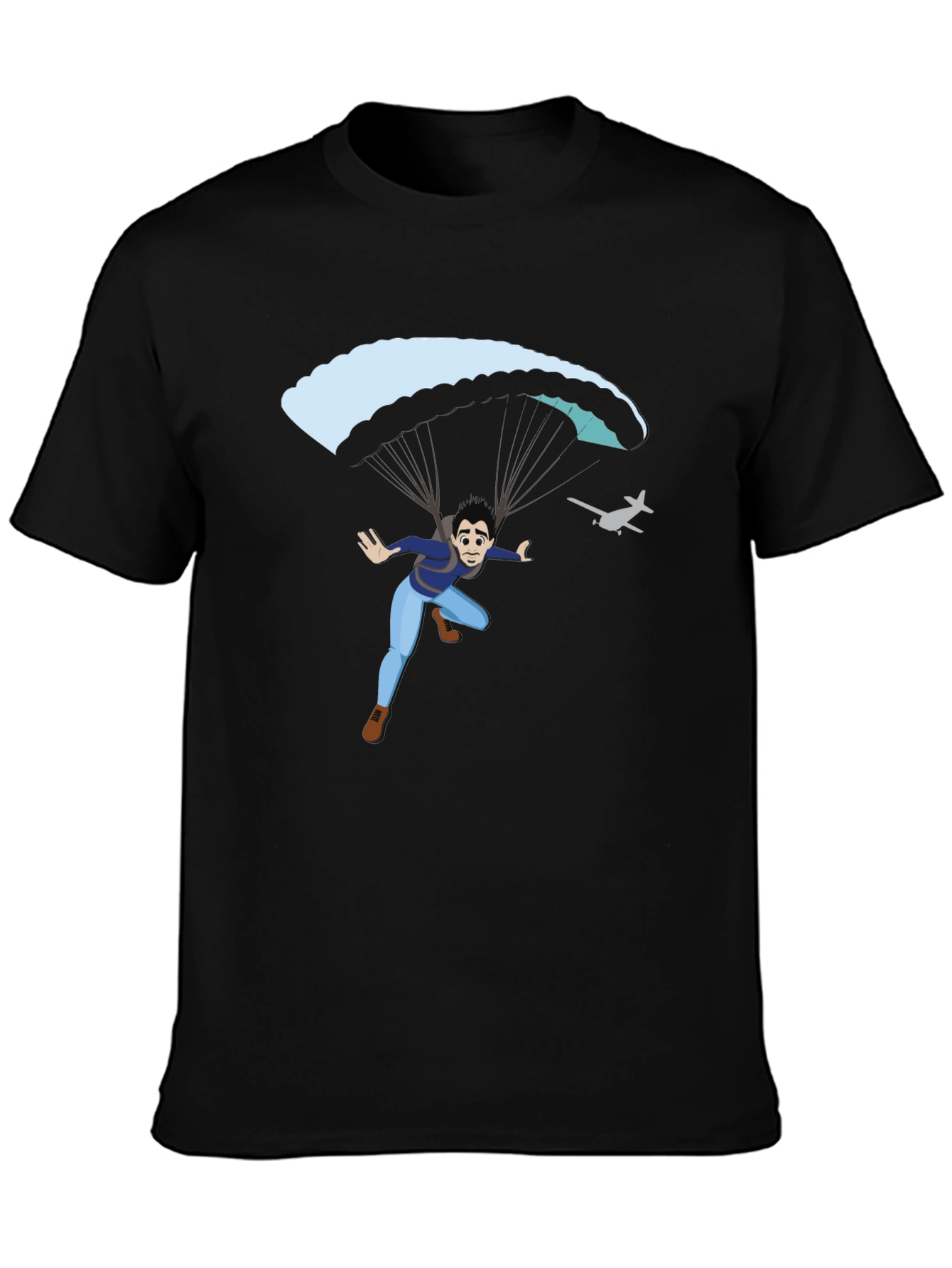 Parachute Jump Graphic Tee - Black Cotton T-Shirt