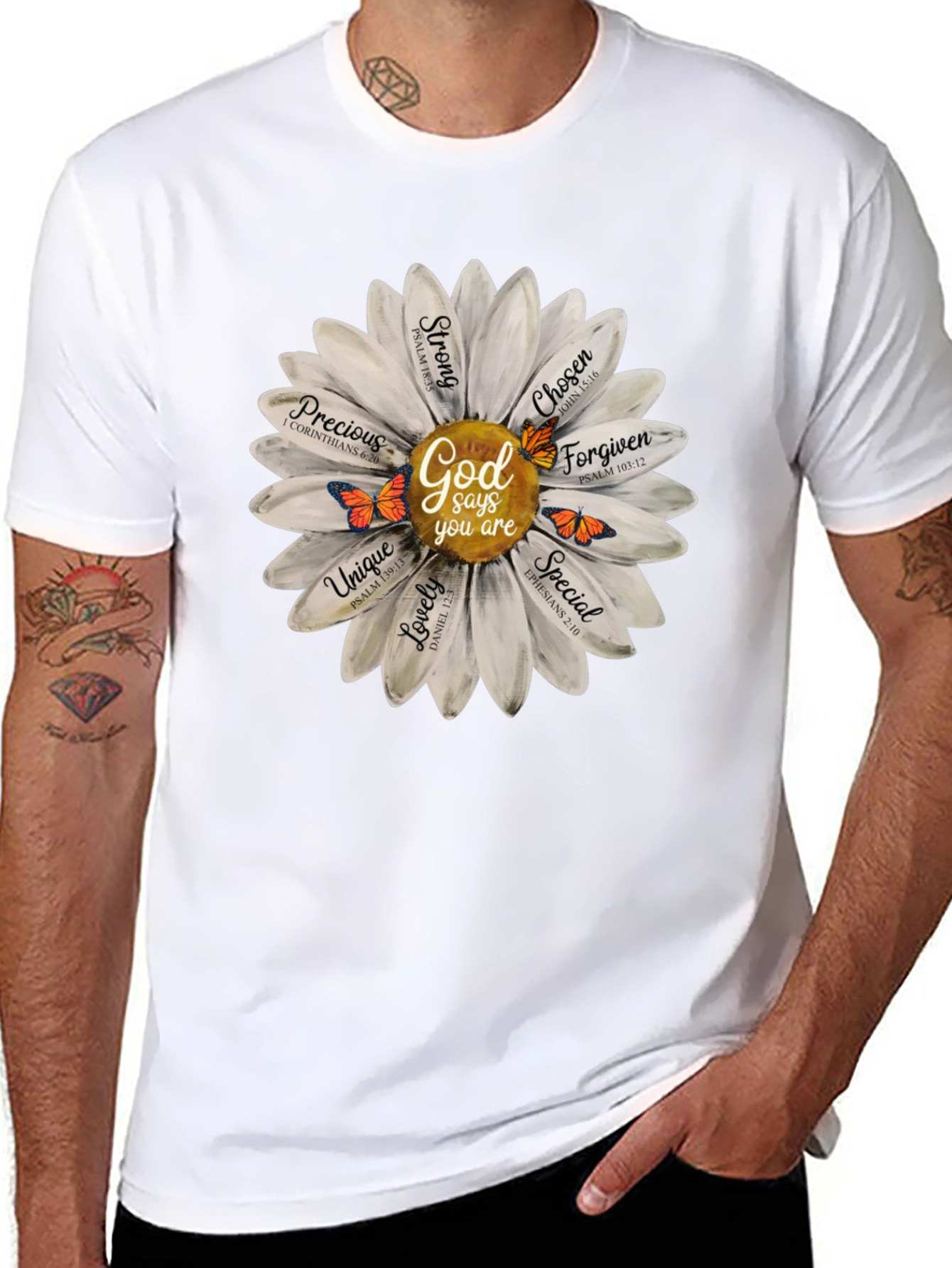 God Says You Are T-Shirt Daisy Flower Christian Tee