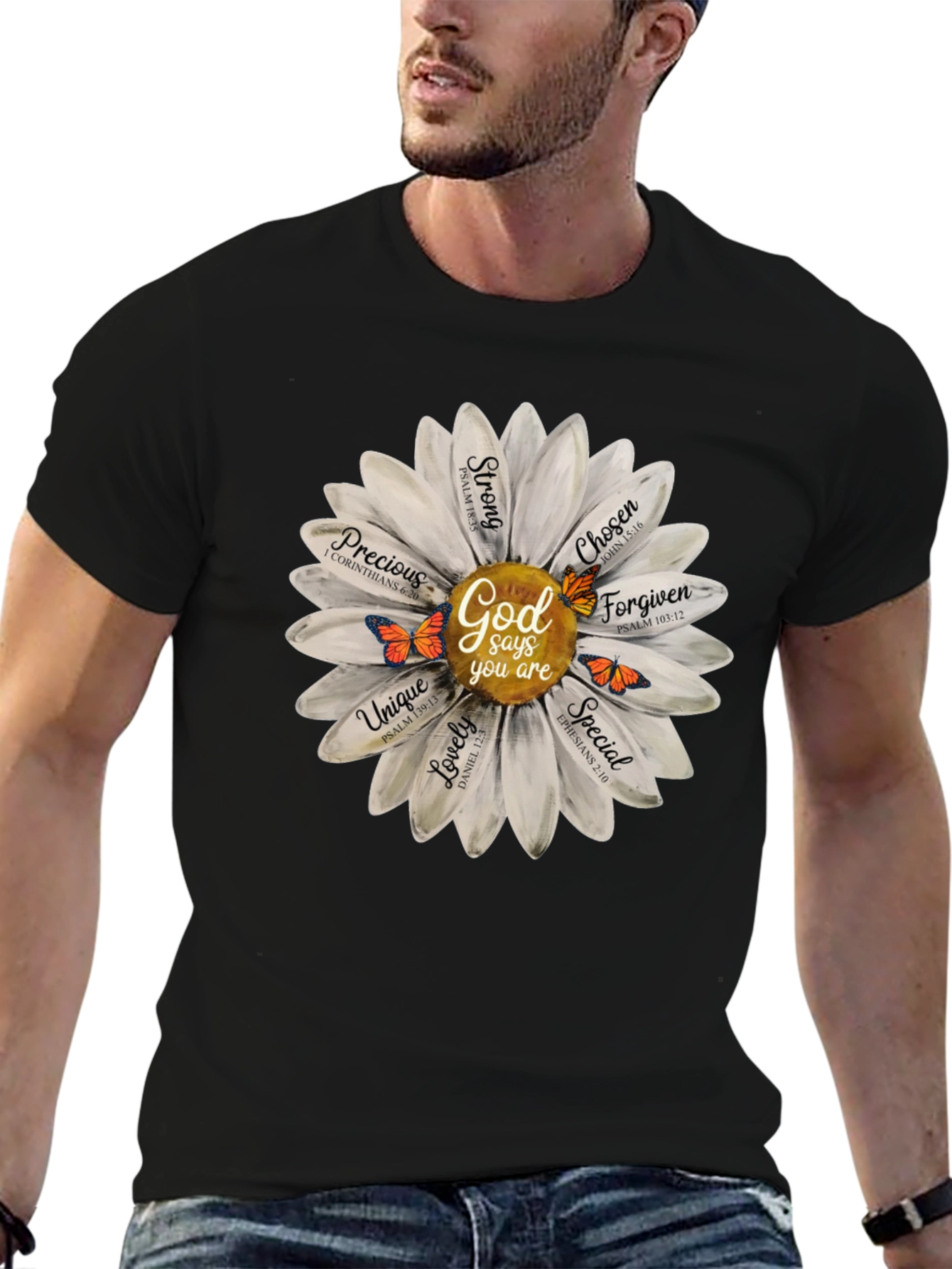 God Says You Are T-Shirt Daisy Flower Christian Tee