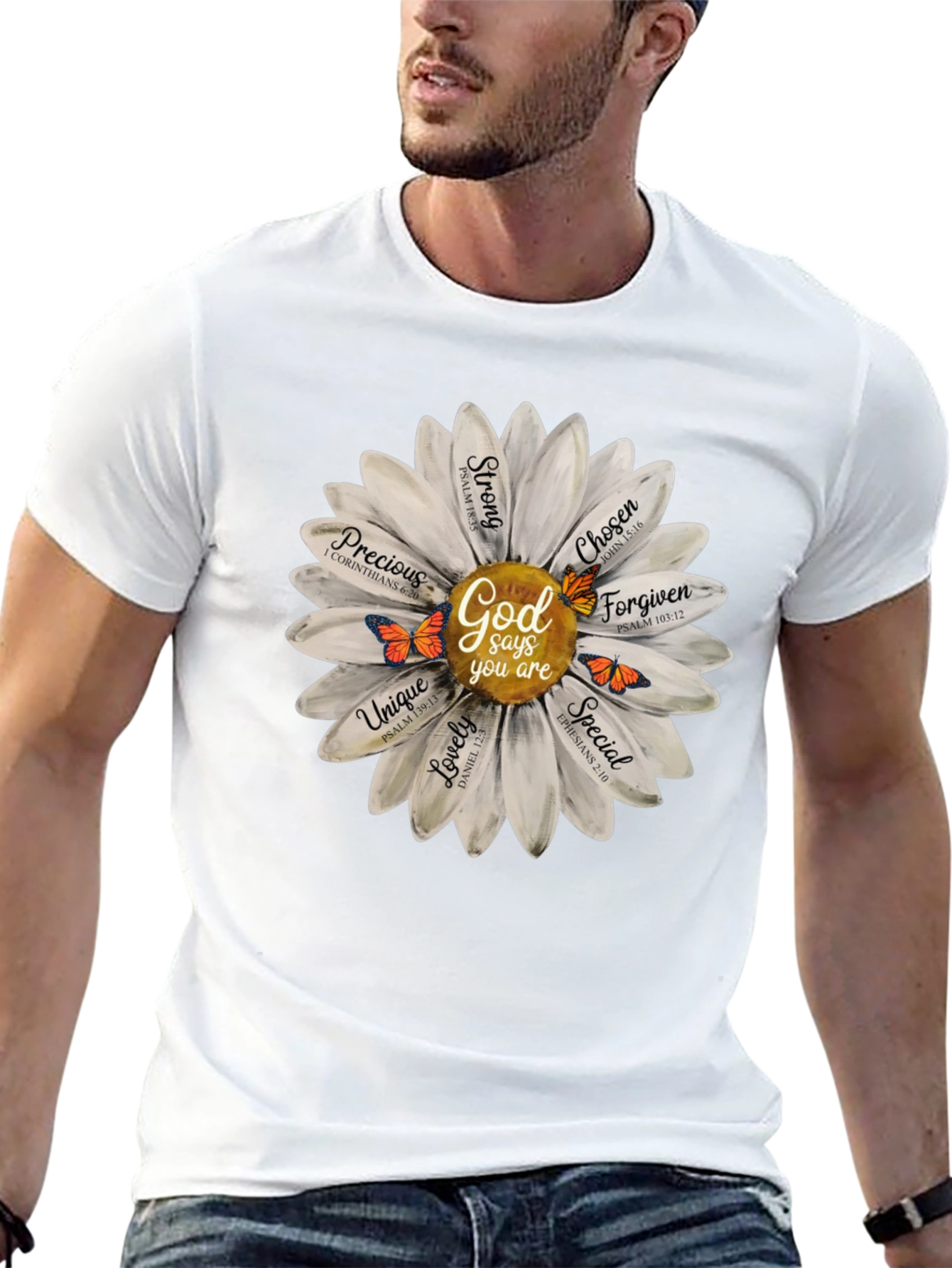 God Says You Are T-Shirt Daisy Flower Christian Tee