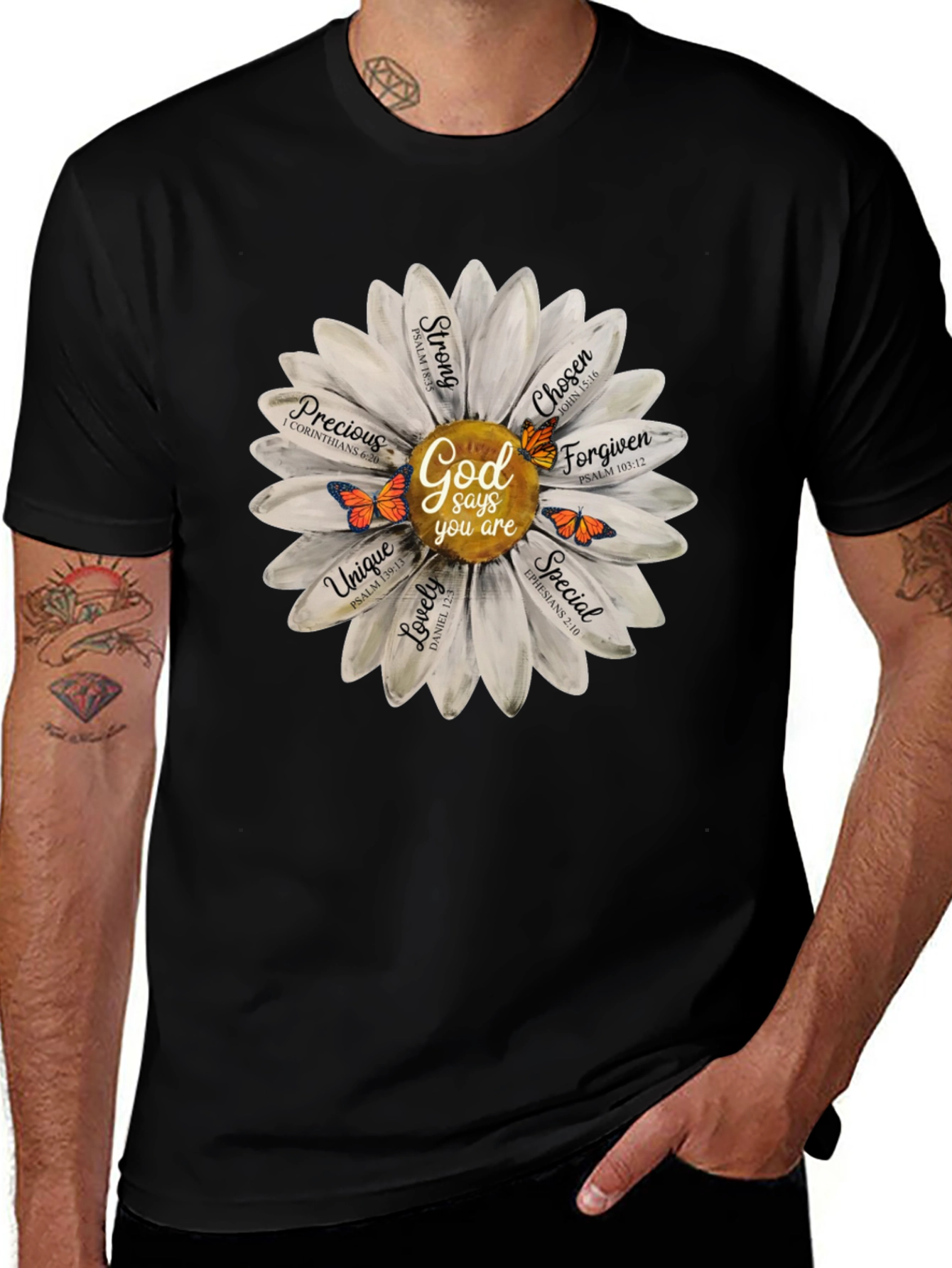 God Says You Are T-Shirt Daisy Flower Christian Tee