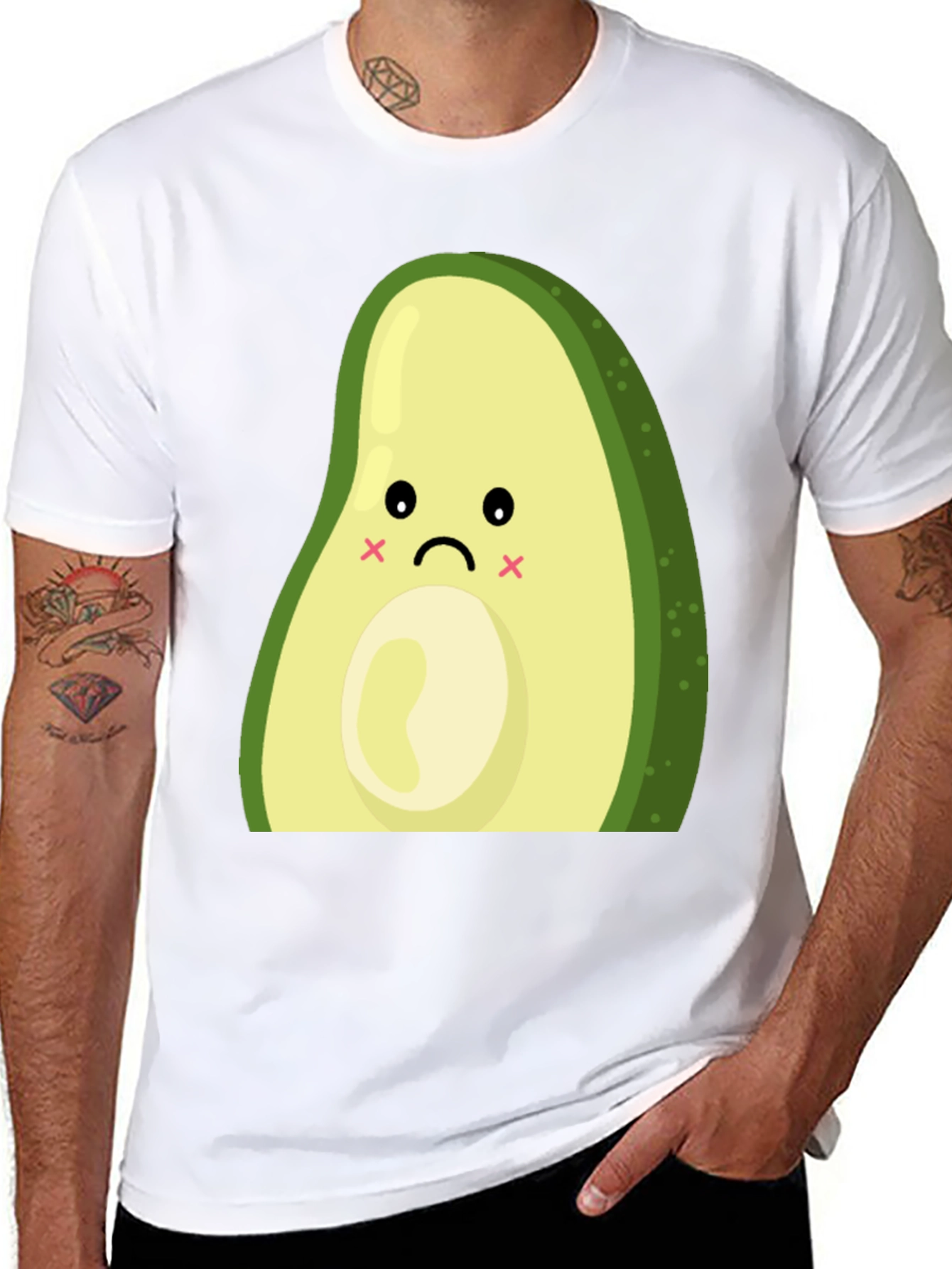 Sad Avocado Graphic T-Shirt - Cute and Unique