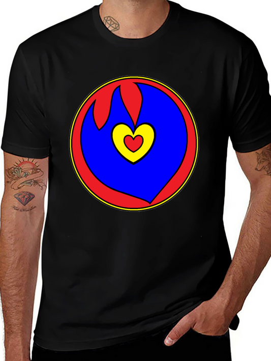 Heart Circle Graphic Tee - Black Casual Shirt