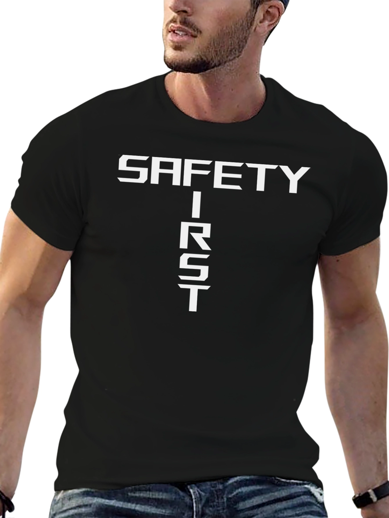 Safety First Graphic Black T-Shirt