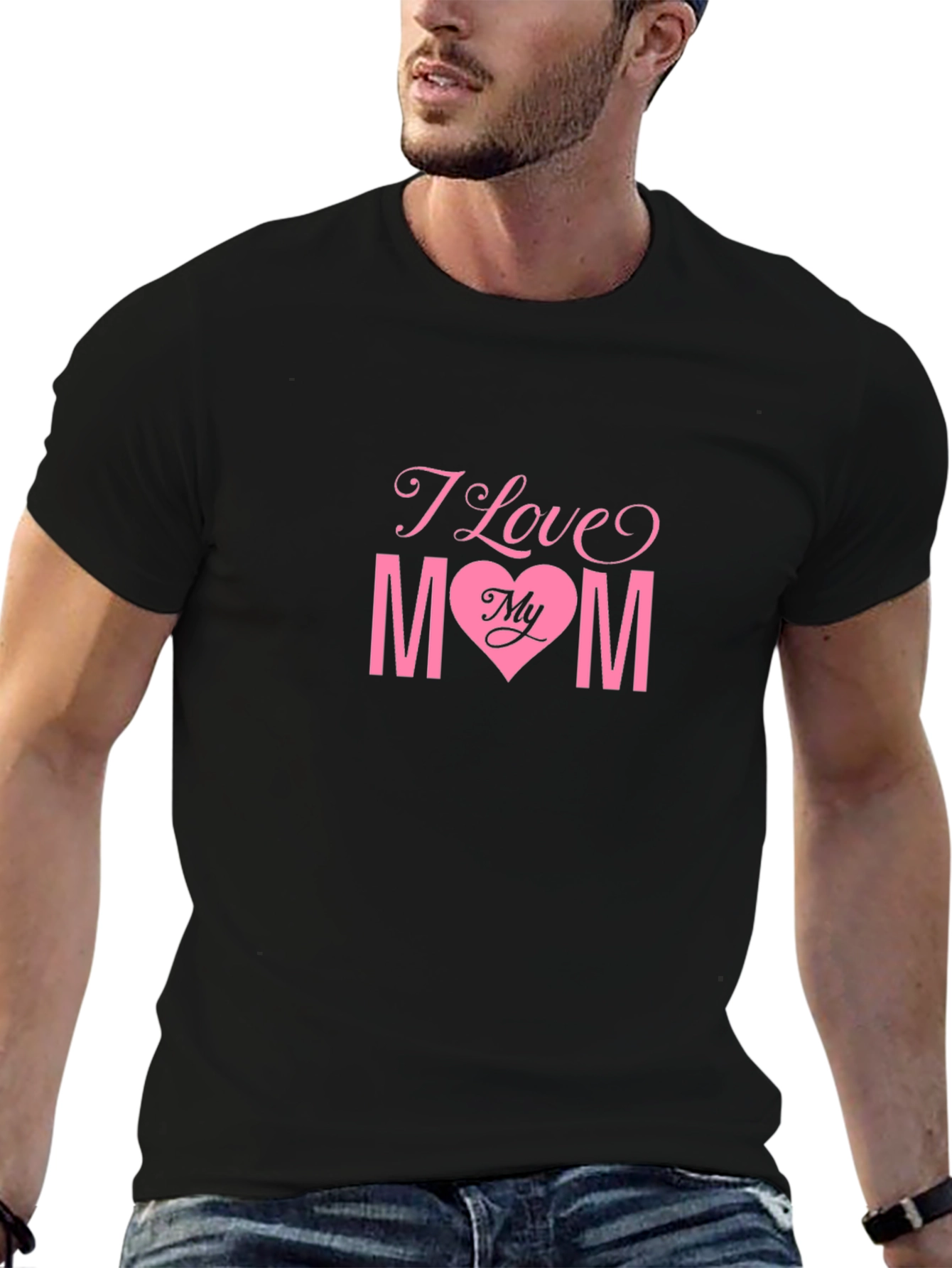 I Love My Mom Black T-Shirt