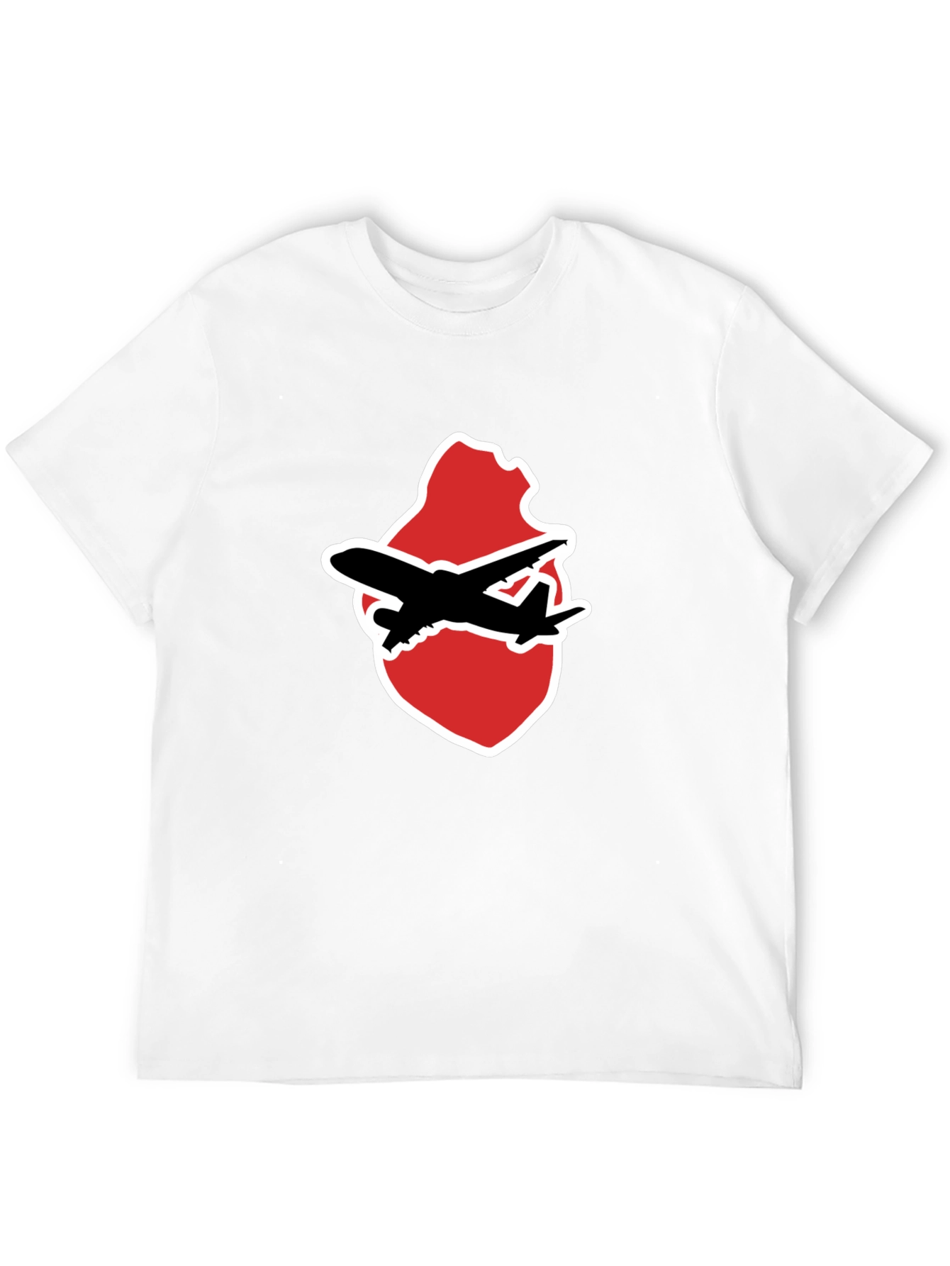 Airplane Heart Graphic Tee - Black Crew Neck Shirt