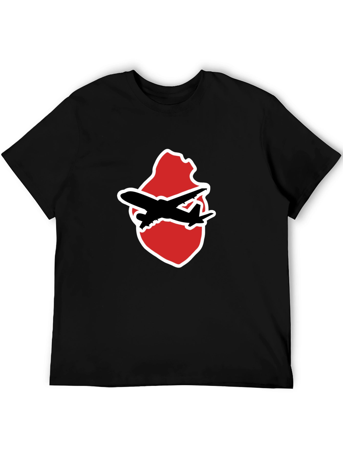 Airplane Heart Graphic Tee - Black Crew Neck Shirt