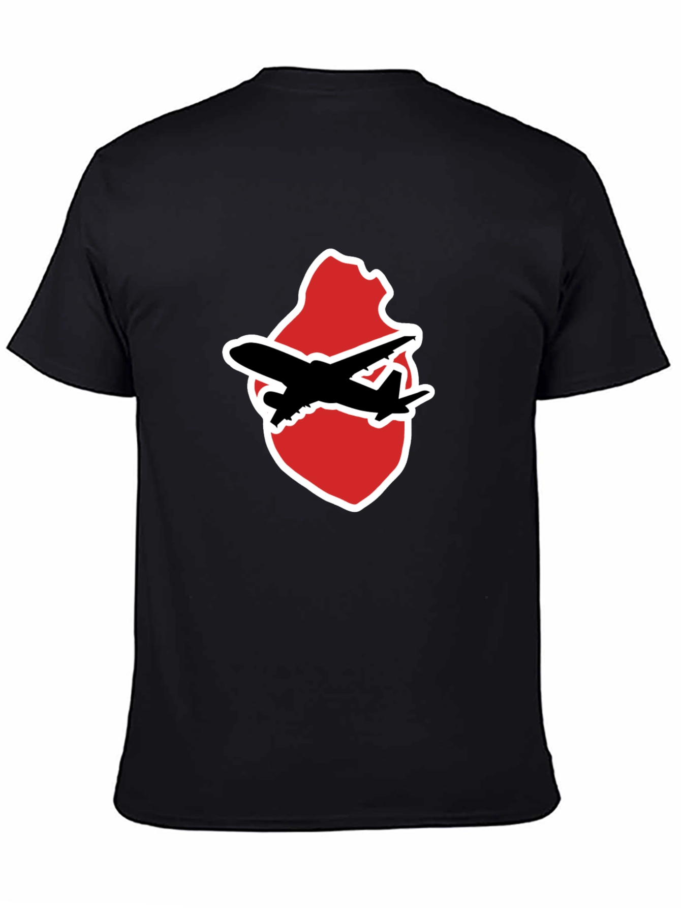 Airplane Heart Graphic Tee - Black Crew Neck Shirt