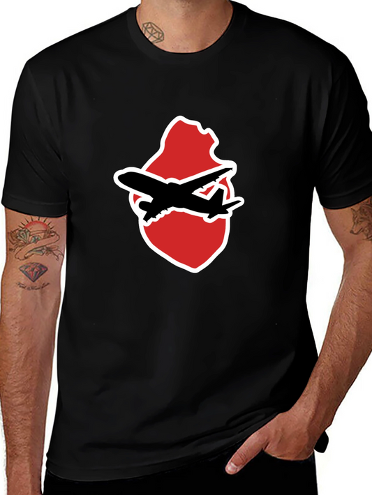 Airplane Heart Graphic Tee - Black Crew Neck Shirt