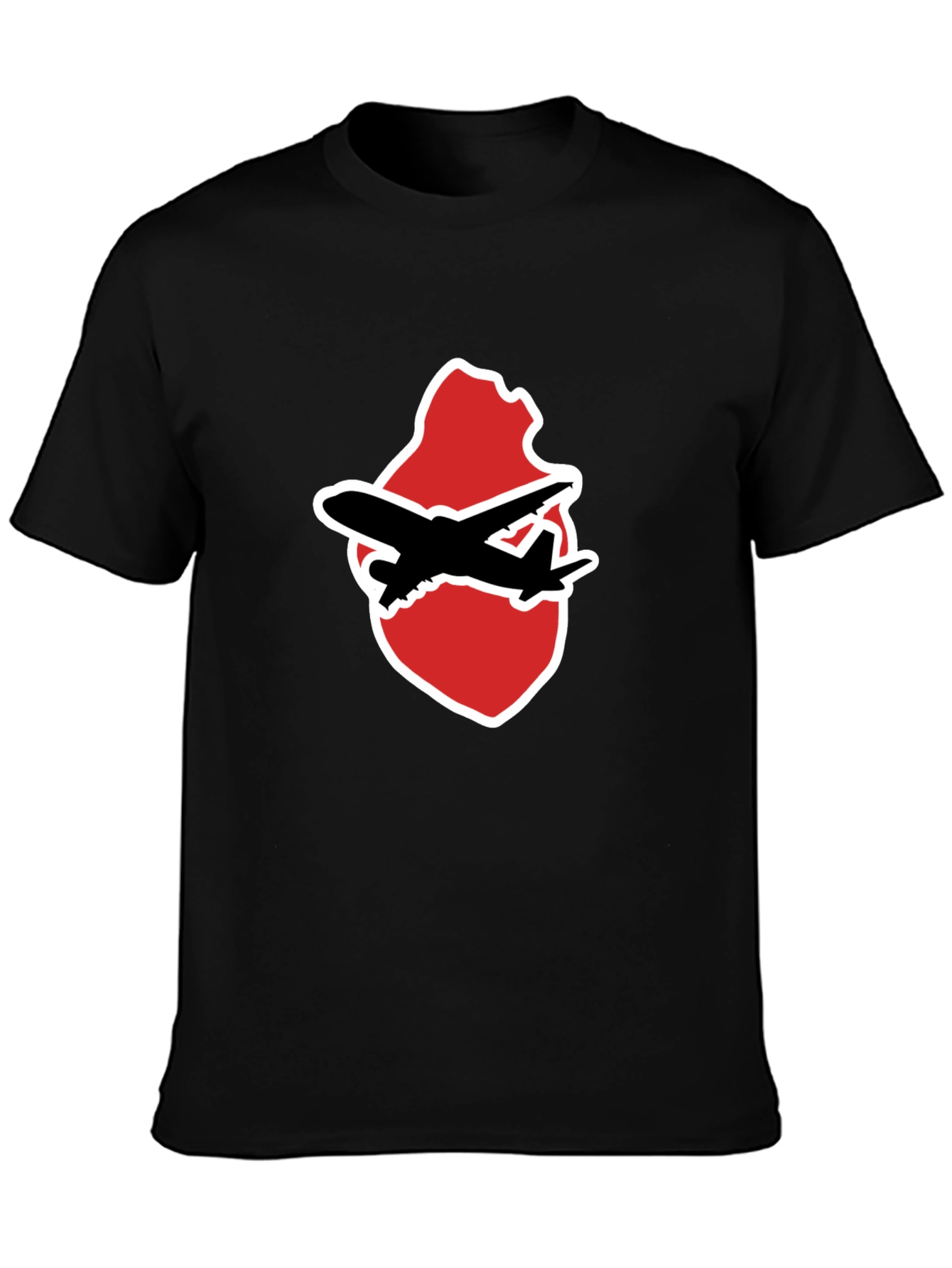 Airplane Heart Graphic Tee - Black Crew Neck Shirt