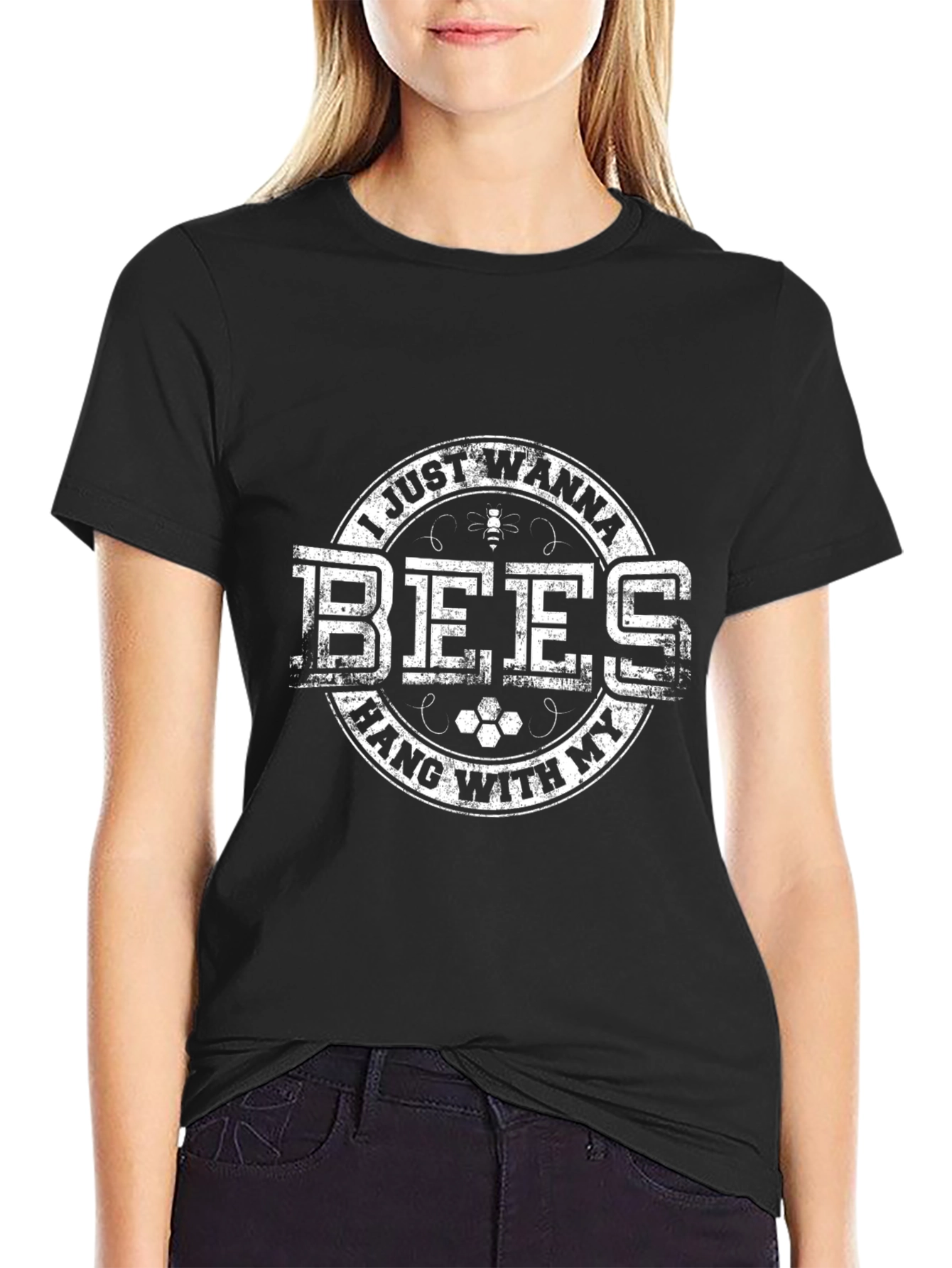 Bees Hang With My Bees T-Shirt Black Graphic Tee
