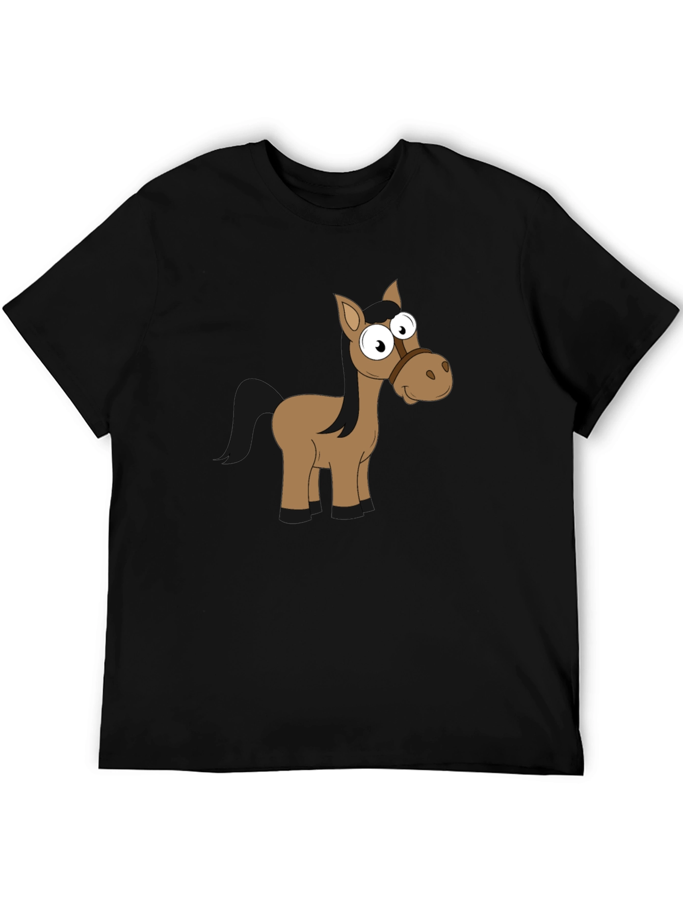 Funny Horse Graphic Black T-Shirt