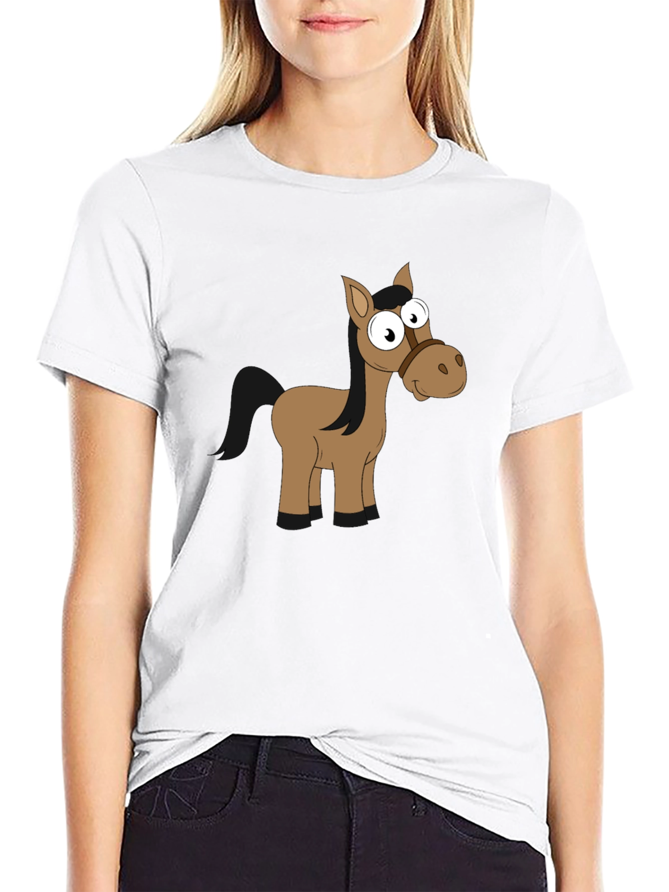 Funny Horse Graphic Black T-Shirt