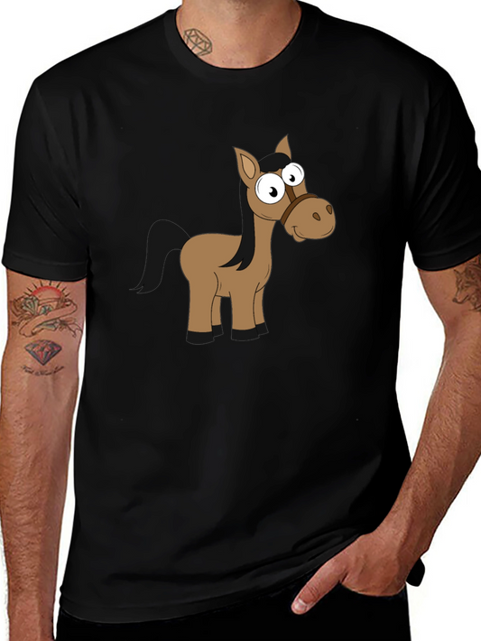 Funny Horse Graphic Black T-Shirt