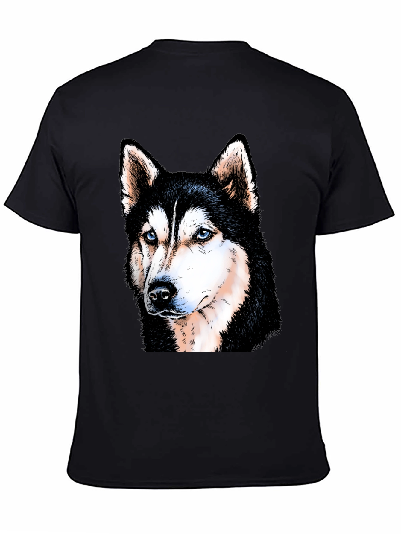 Husky Dog Graphic Print Black T-Shirt
