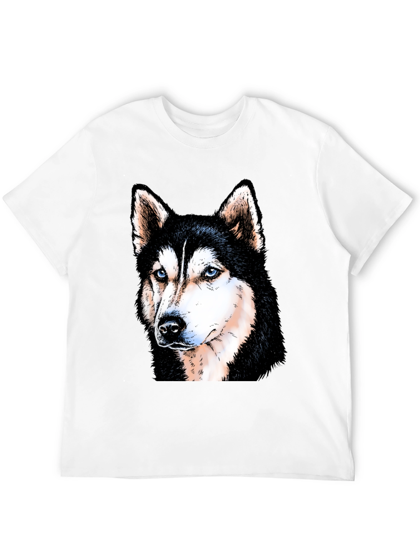 Husky Dog Graphic Print Black T-Shirt