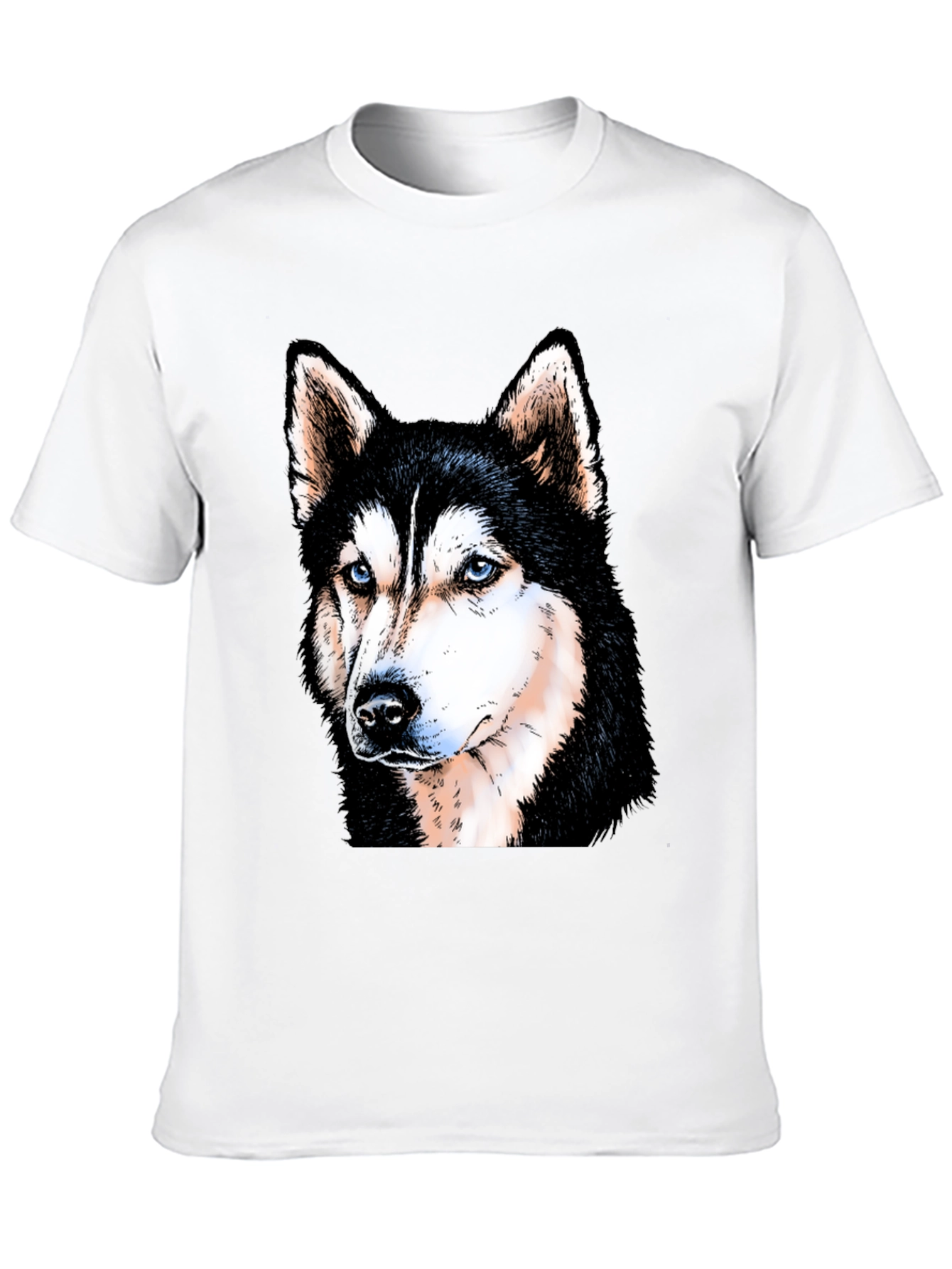 Husky Dog Graphic Print Black T-Shirt