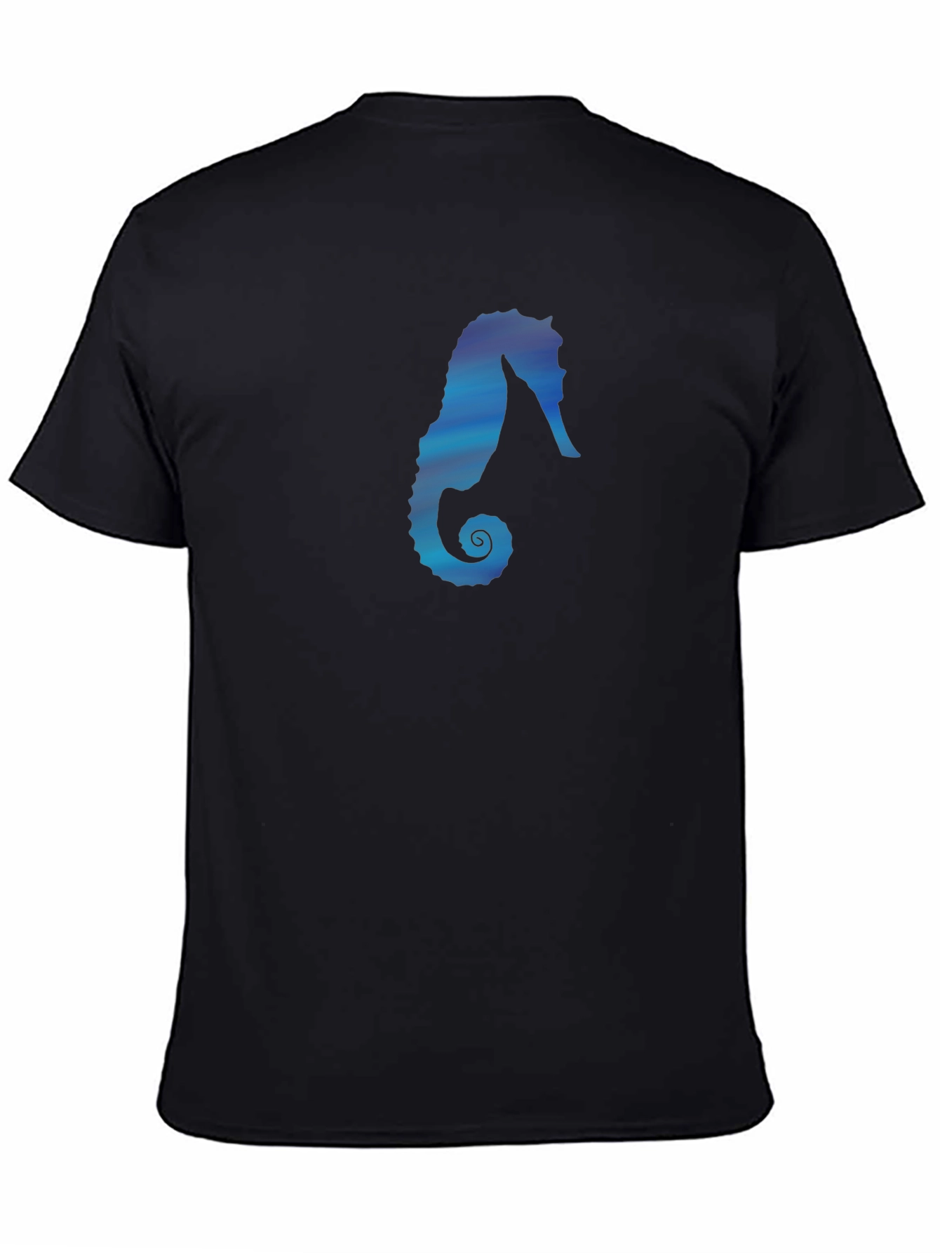 Seahorse Graphic Tee - Black Cotton Casual Top