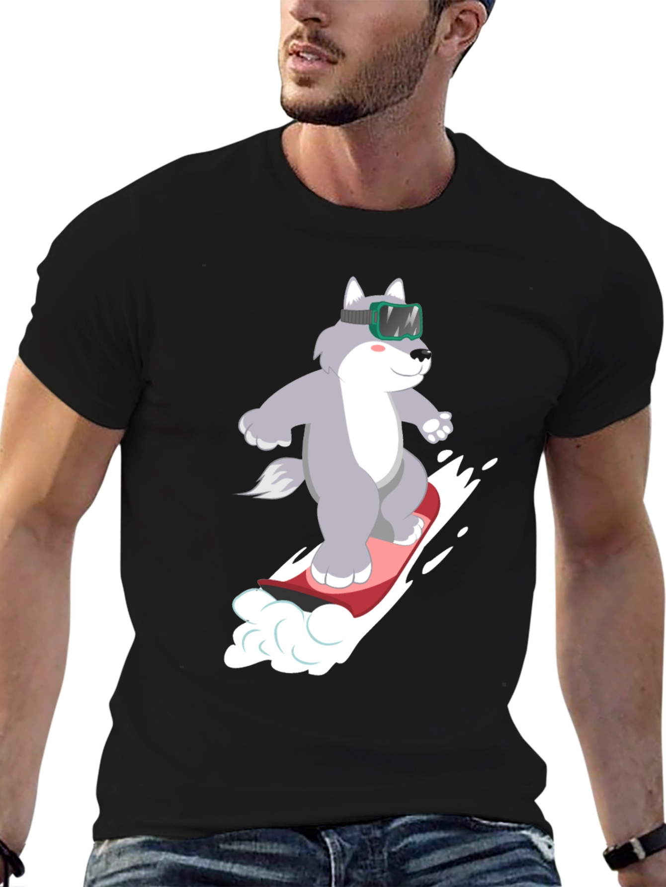 Wolf Snowboard T-Shirt - Fun Winter Design