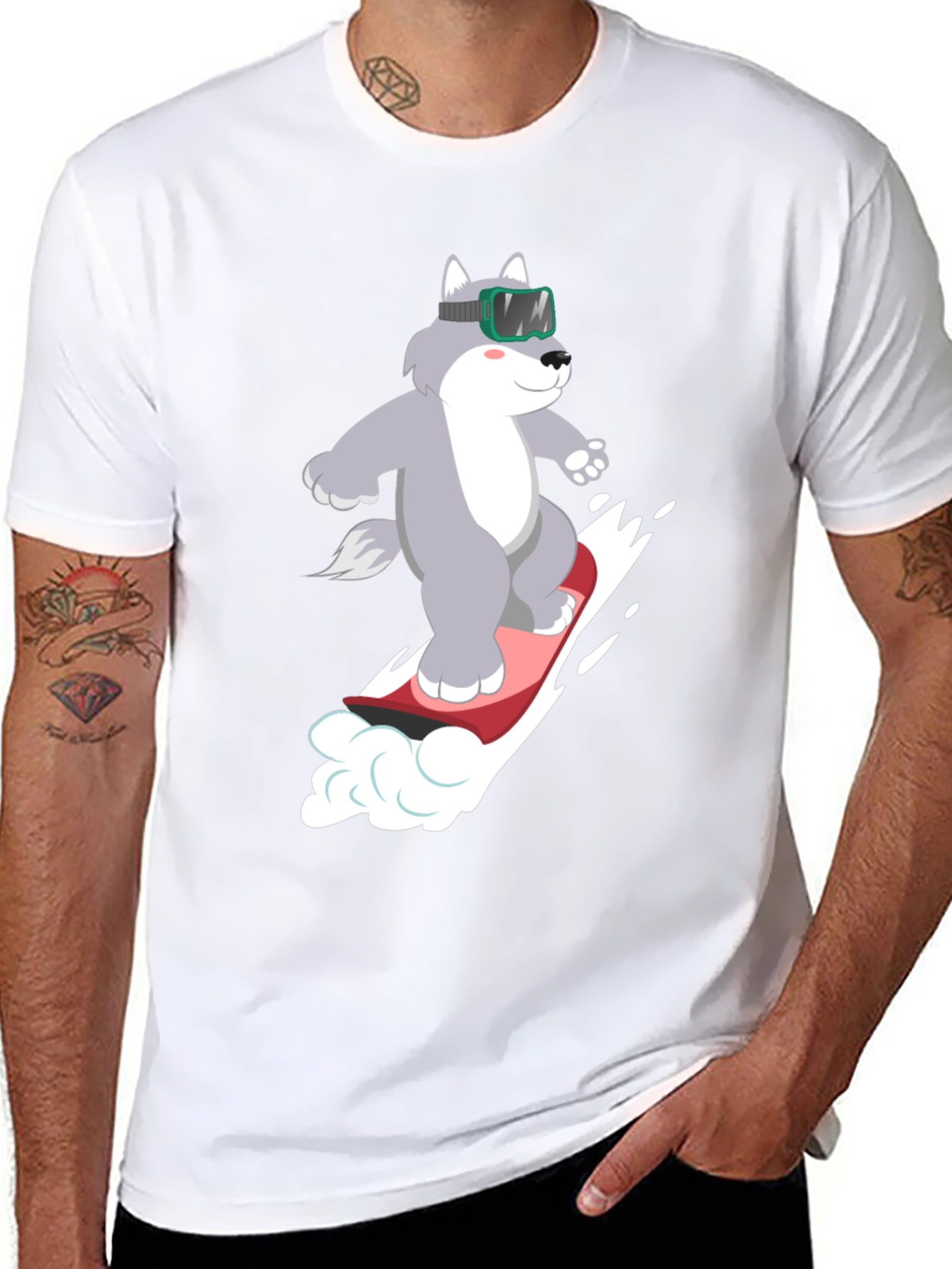 Wolf Snowboard T-Shirt - Fun Winter Design