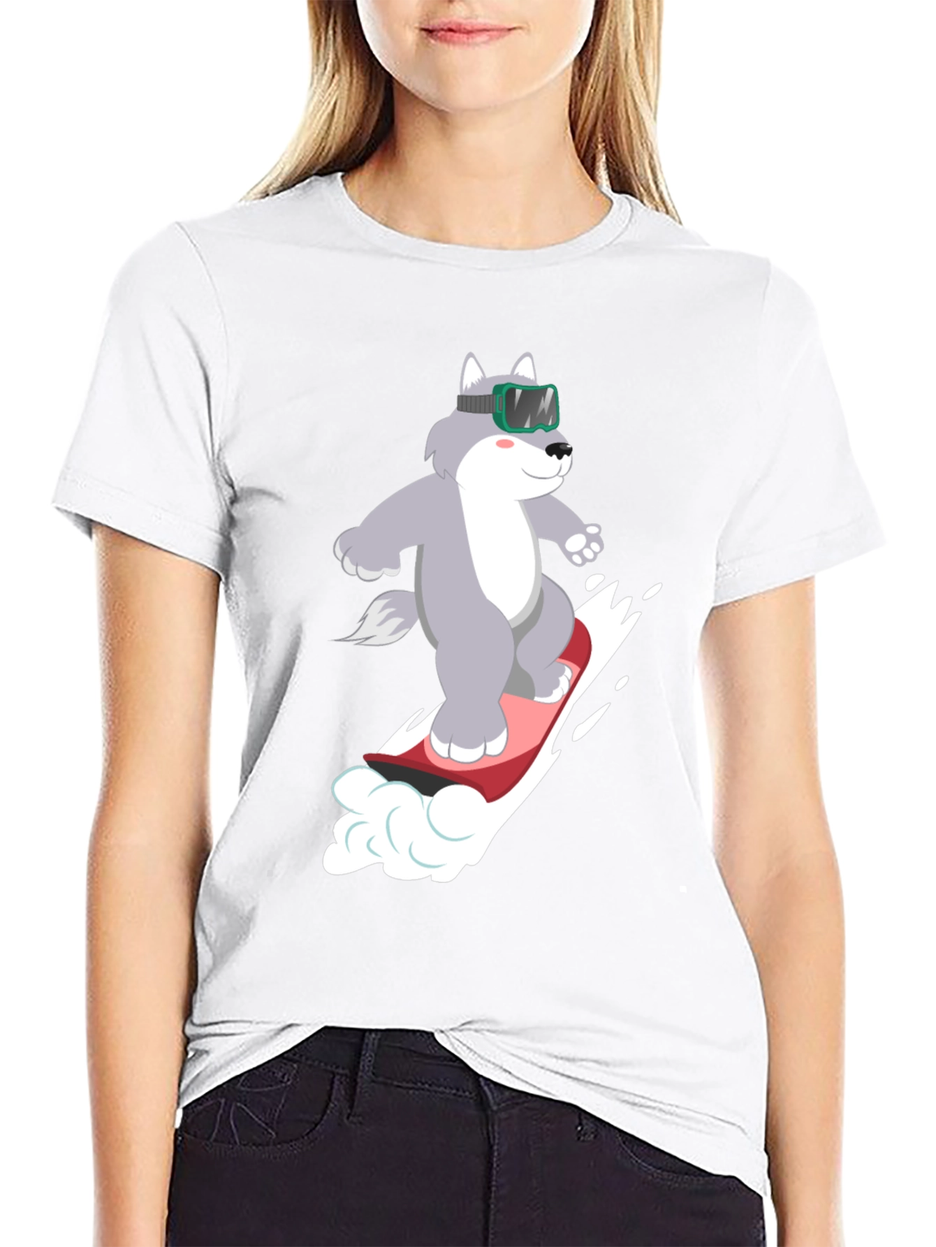 Wolf Snowboard T-Shirt - Fun Winter Design