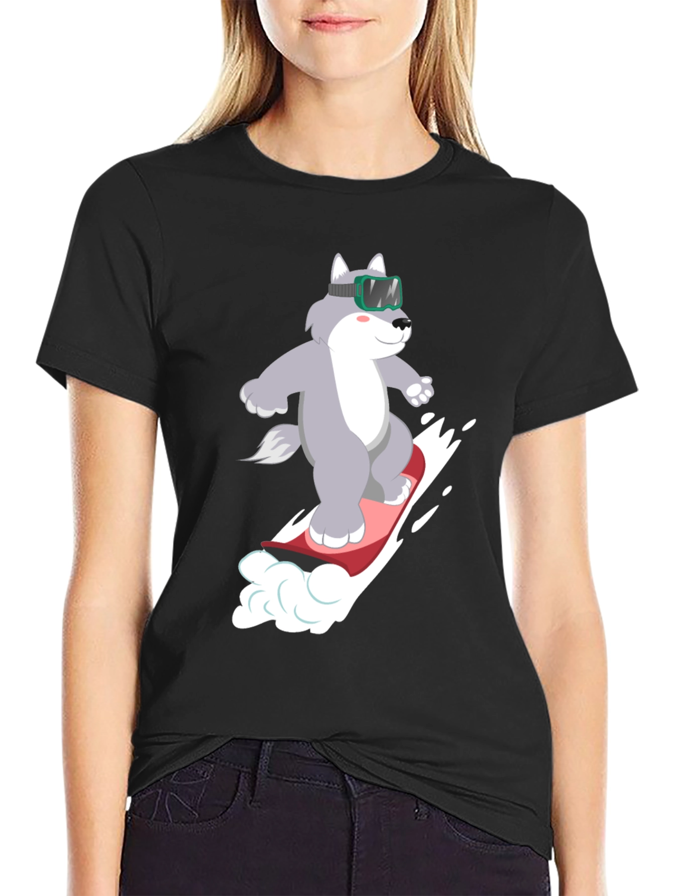 Wolf Snowboard T-Shirt - Fun Winter Design