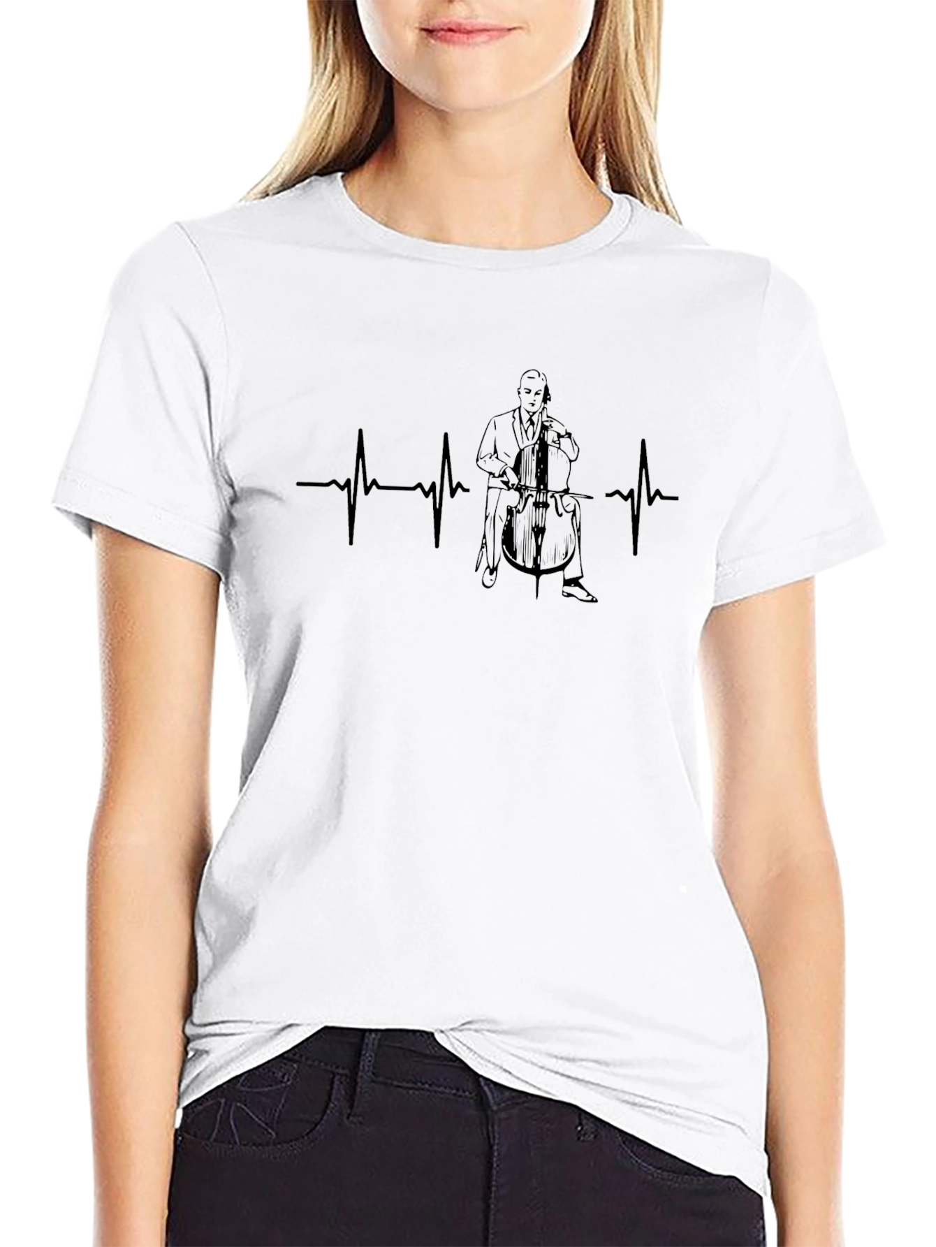 Cello Heartbeat T-Shirt - Musician ECG Tee