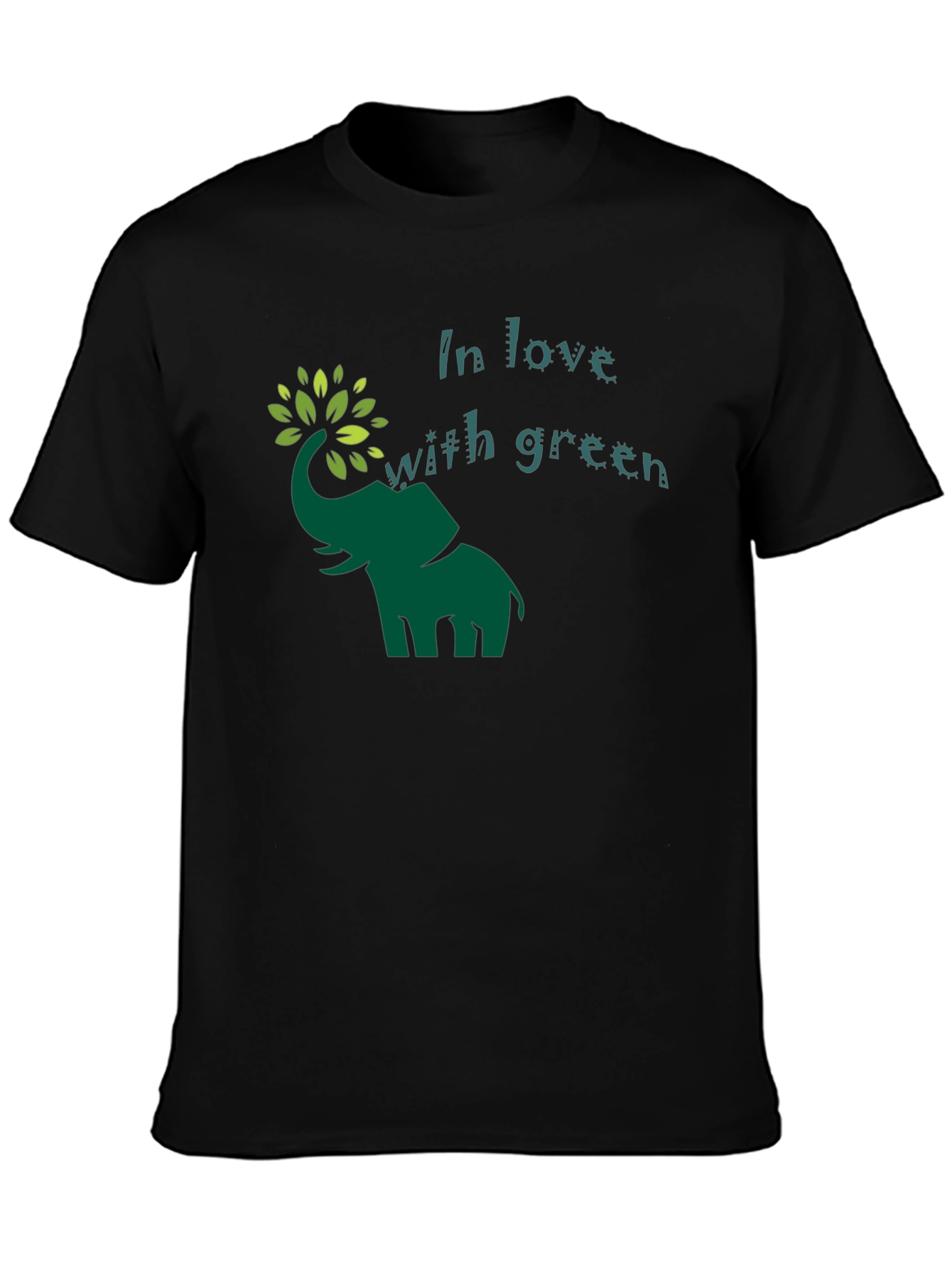 Green Elephant In Love With Green Graphic T-Shirt
