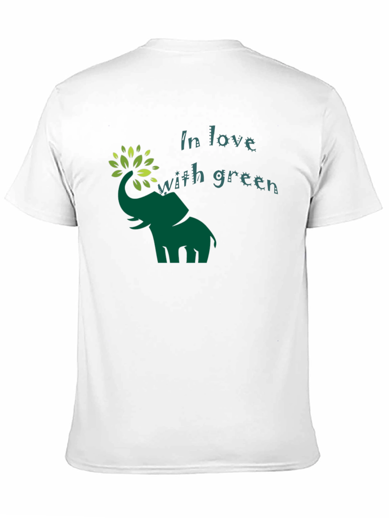 Green Elephant In Love With Green Graphic T-Shirt