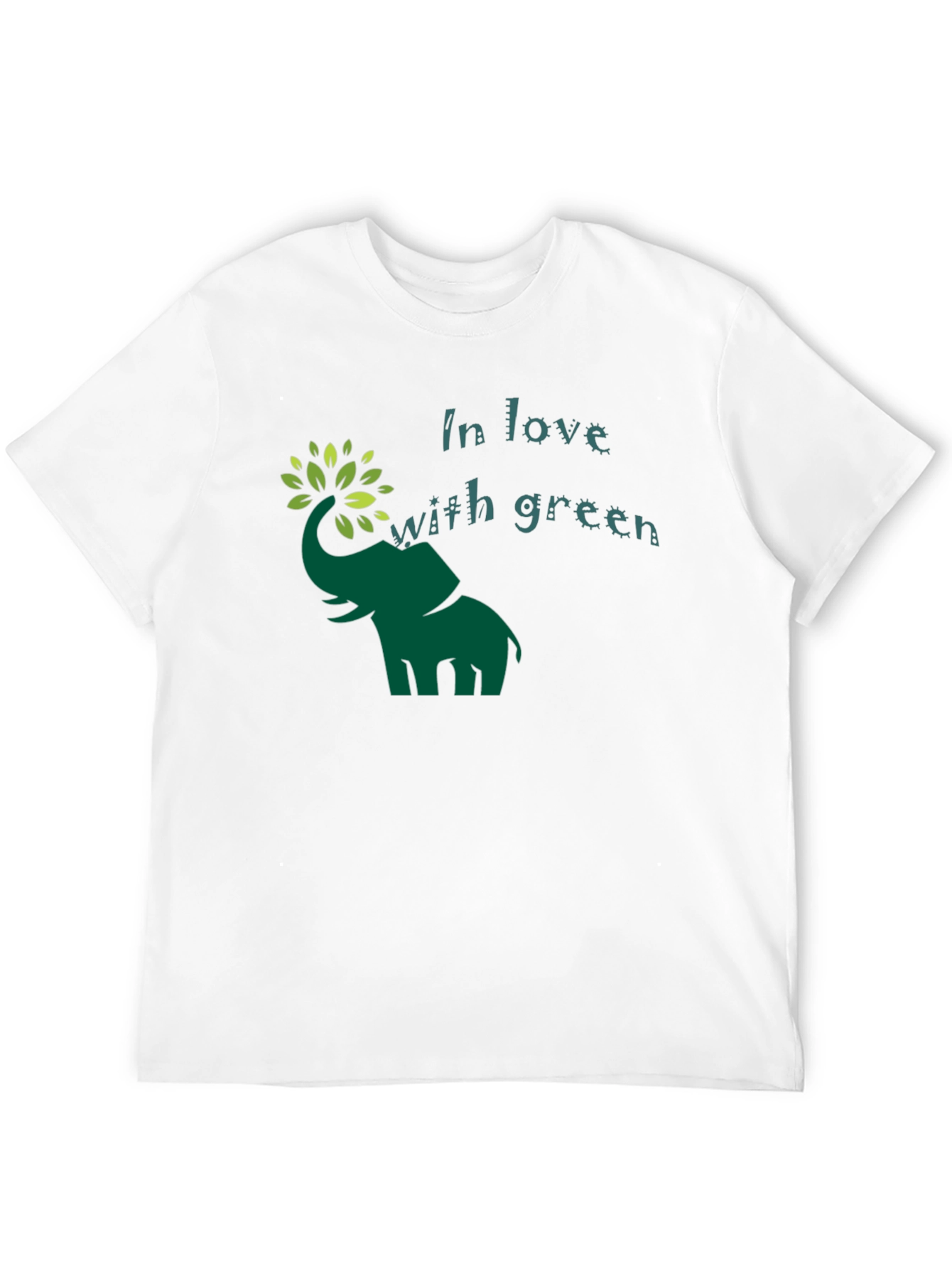 Green Elephant In Love With Green Graphic T-Shirt