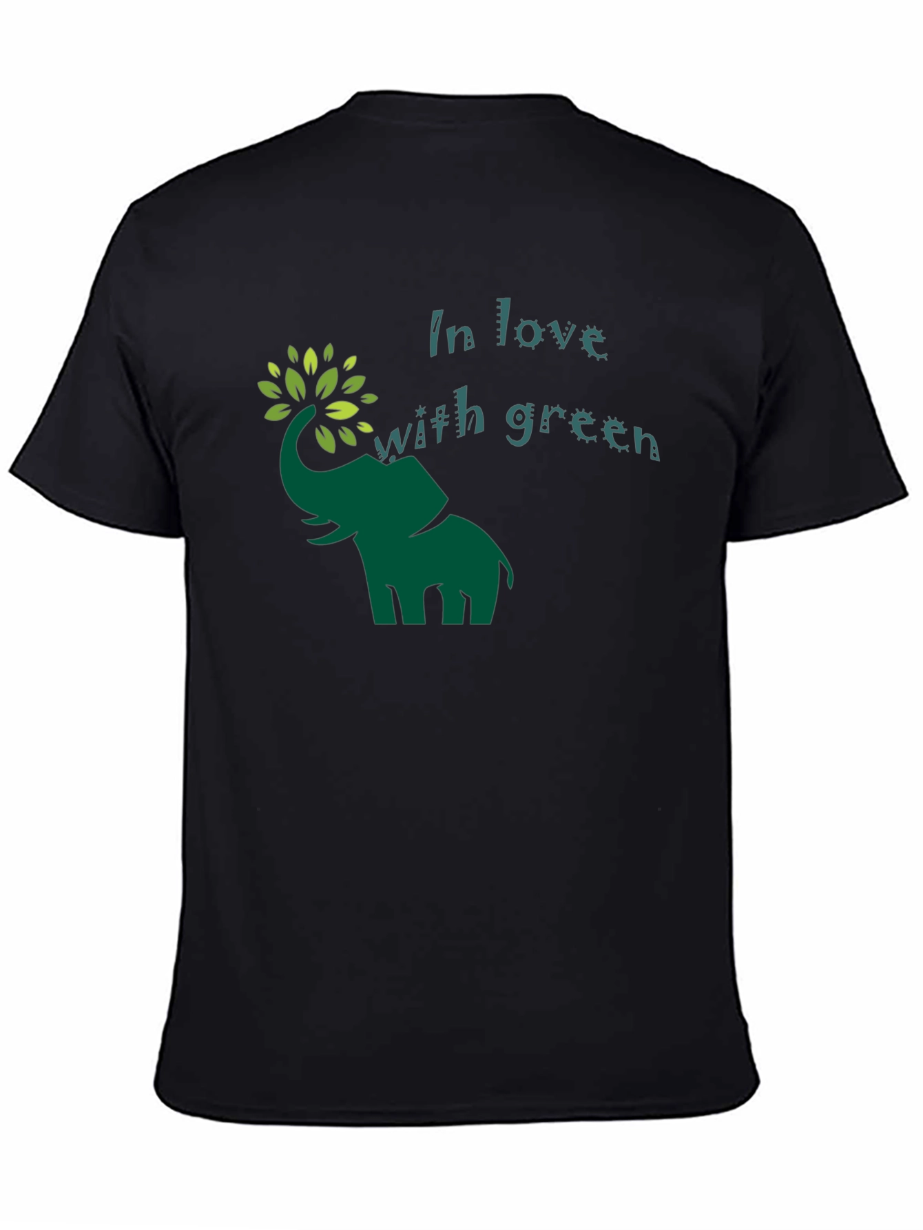 Green Elephant In Love With Green Graphic T-Shirt