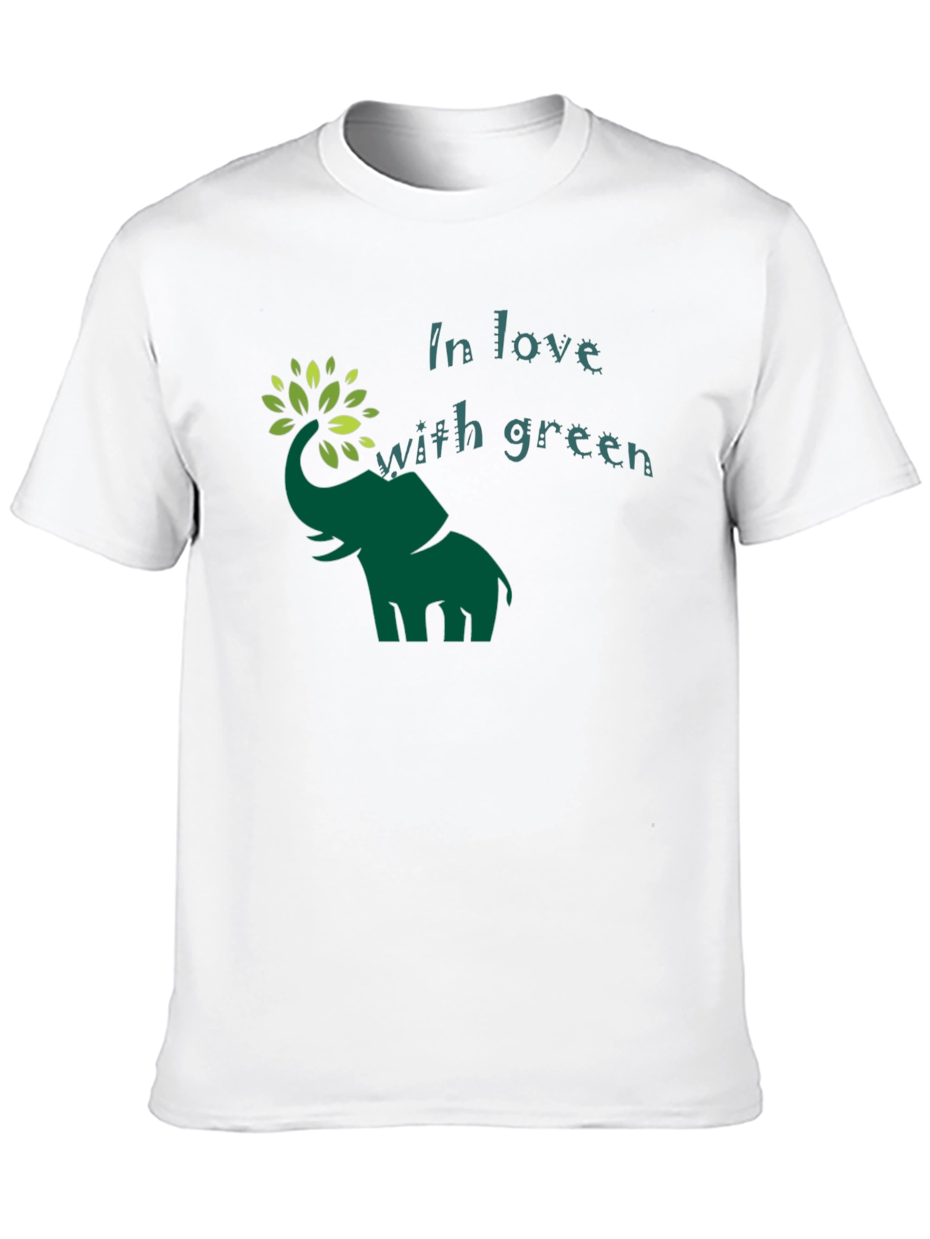 Green Elephant In Love With Green Graphic T-Shirt