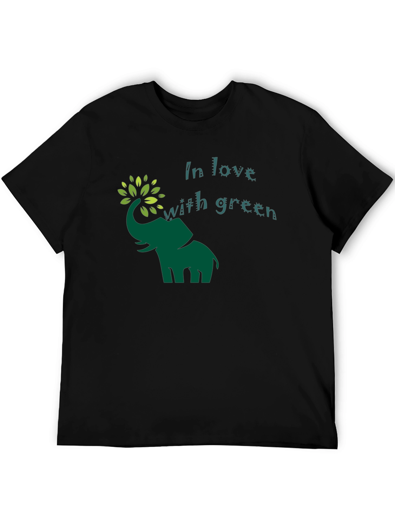 Green Elephant In Love With Green Graphic T-Shirt