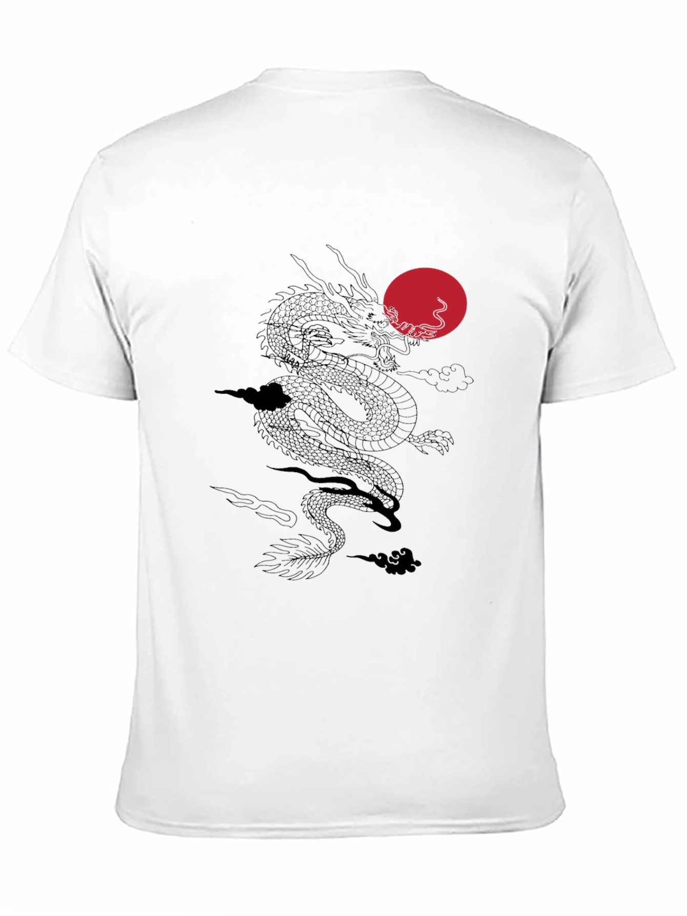 Dragon & Sun Graphic Tee - Black Casual T-Shirt