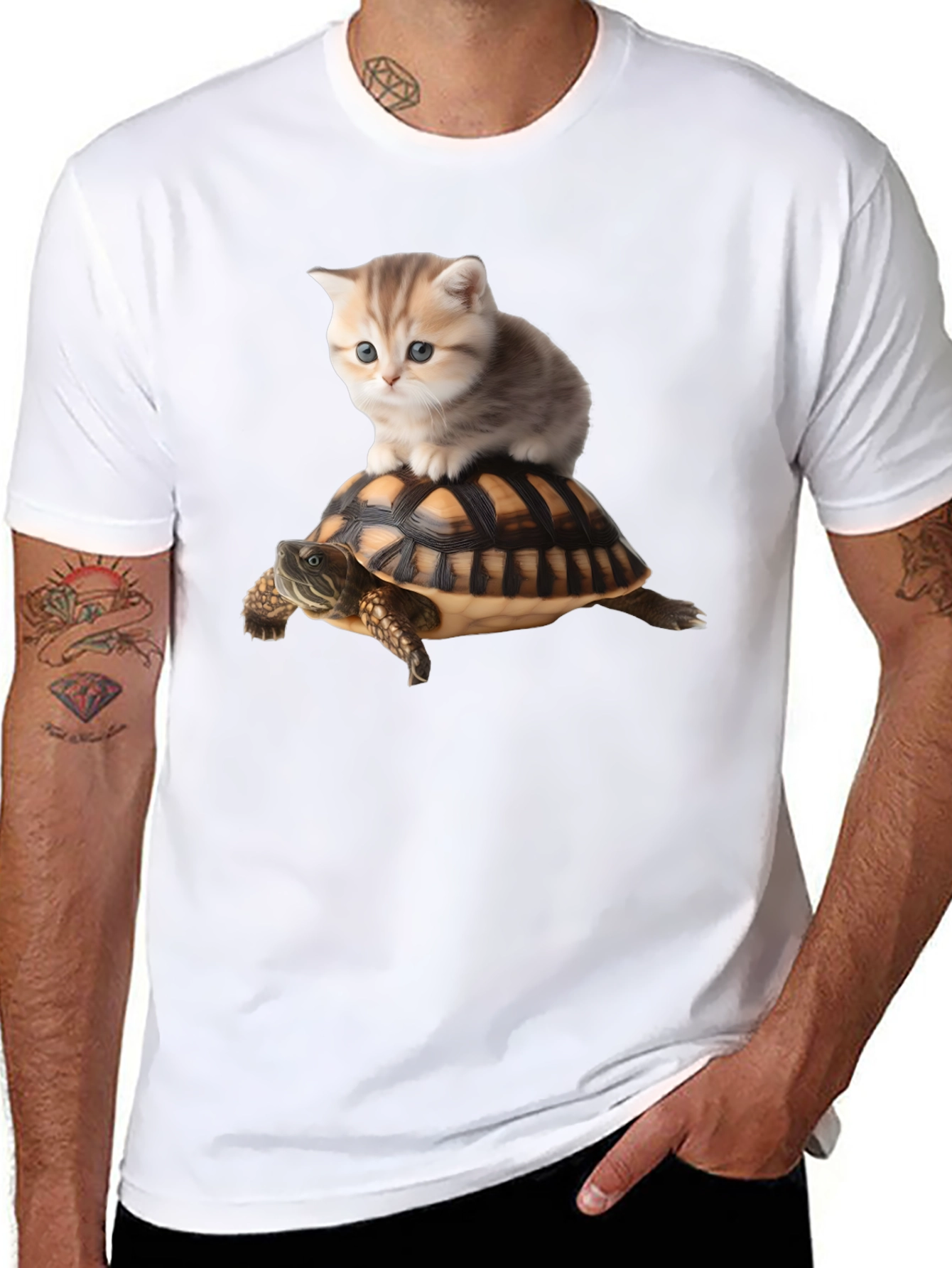 Cat Riding Turtle T-Shirt