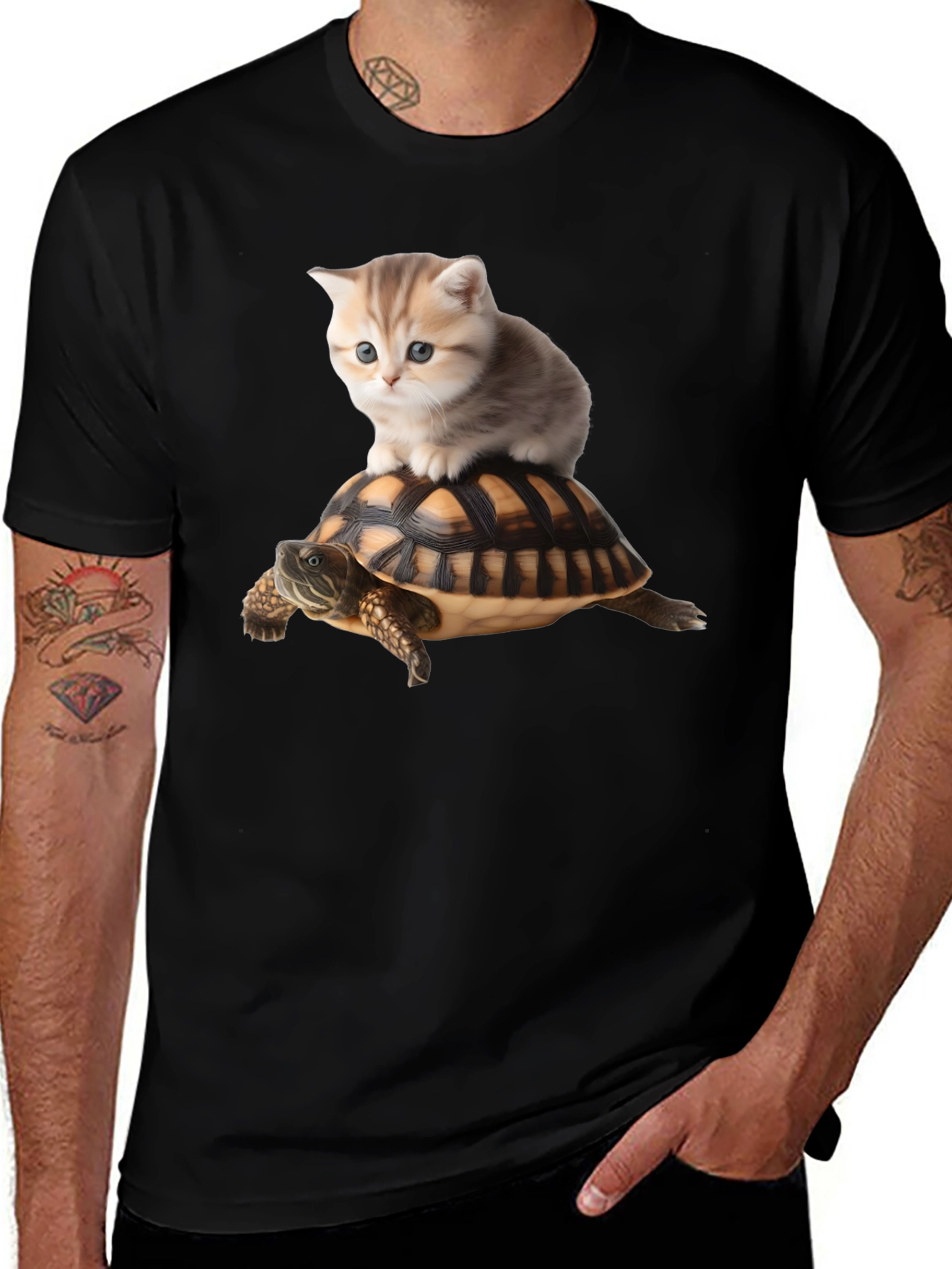 Cat Riding Turtle T-Shirt