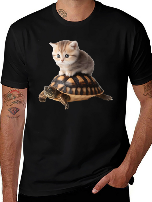 Cat Riding Turtle T-Shirt