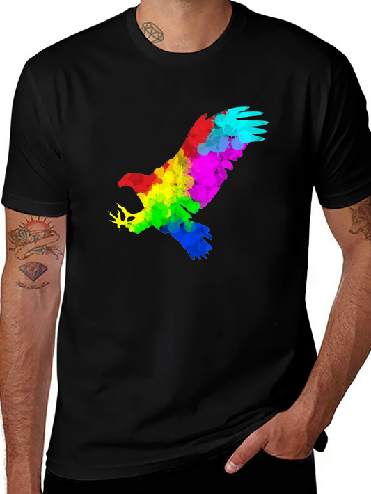 Colorful Eagle Graphic Mens Black T-Shirt